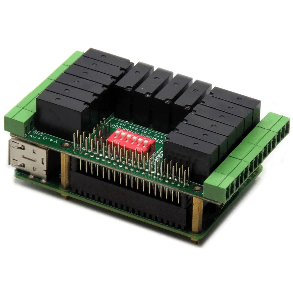 16 Relays 2A/24V 8-Layer Stackable HAT for Raspberry Pi