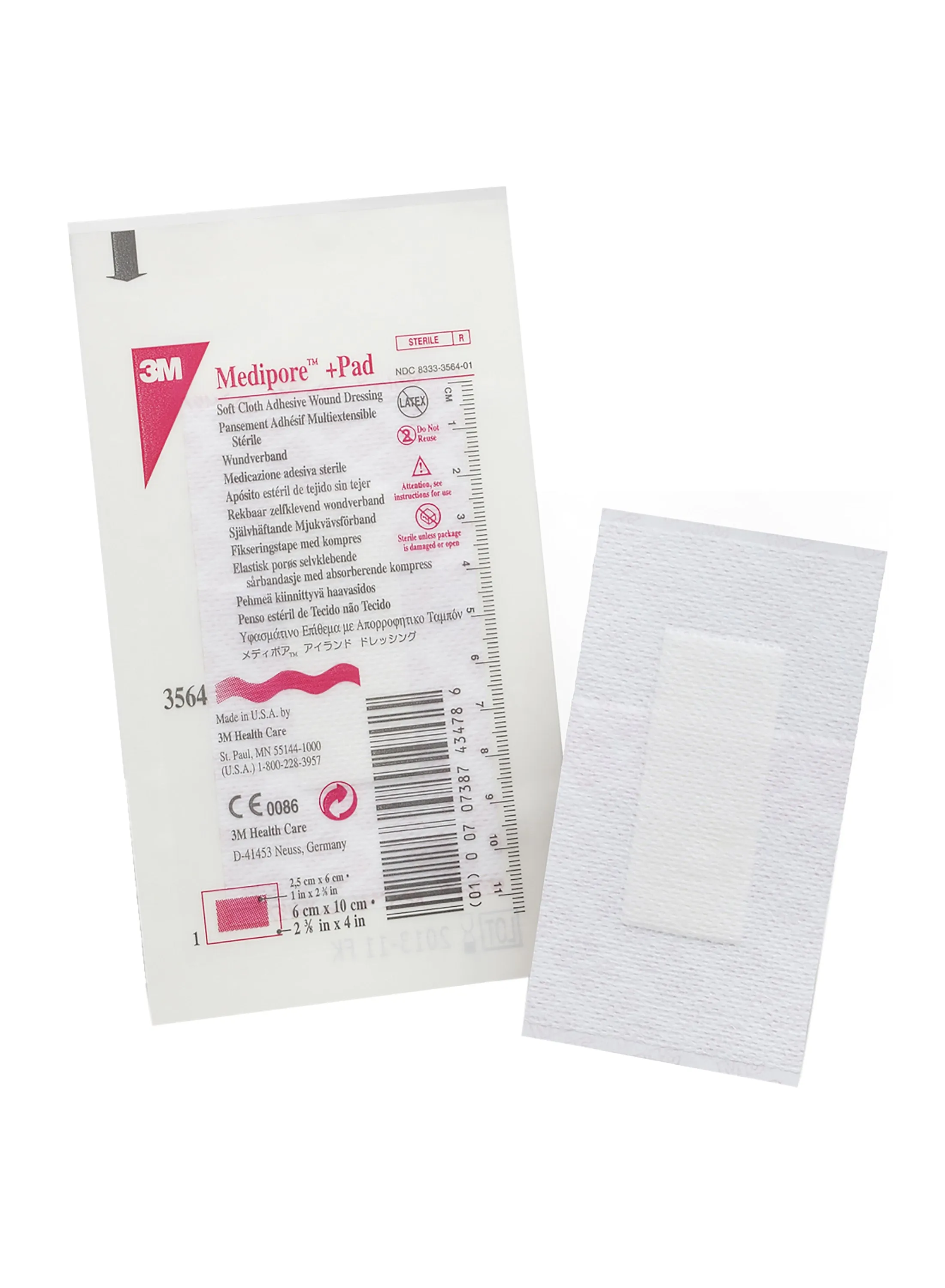 3M™ Medipore  Pad Soft Cloth Dressings, 2-3/8 x 4 Inch, White, 1 Case of 200