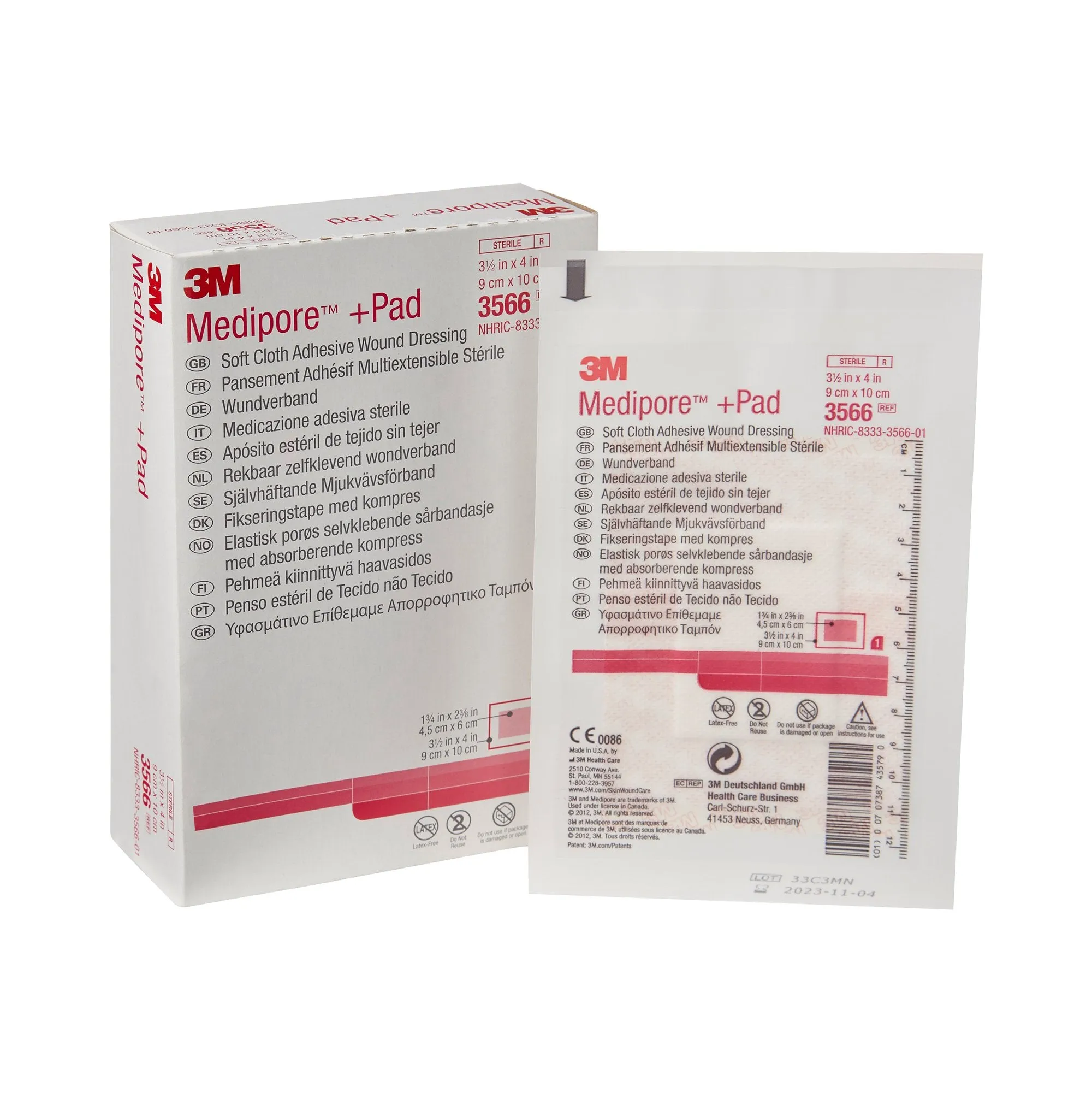 3M™ Medipore™  Pad Soft Cloth Dressings, 3½ x 4 Inch, 1 Case of 100