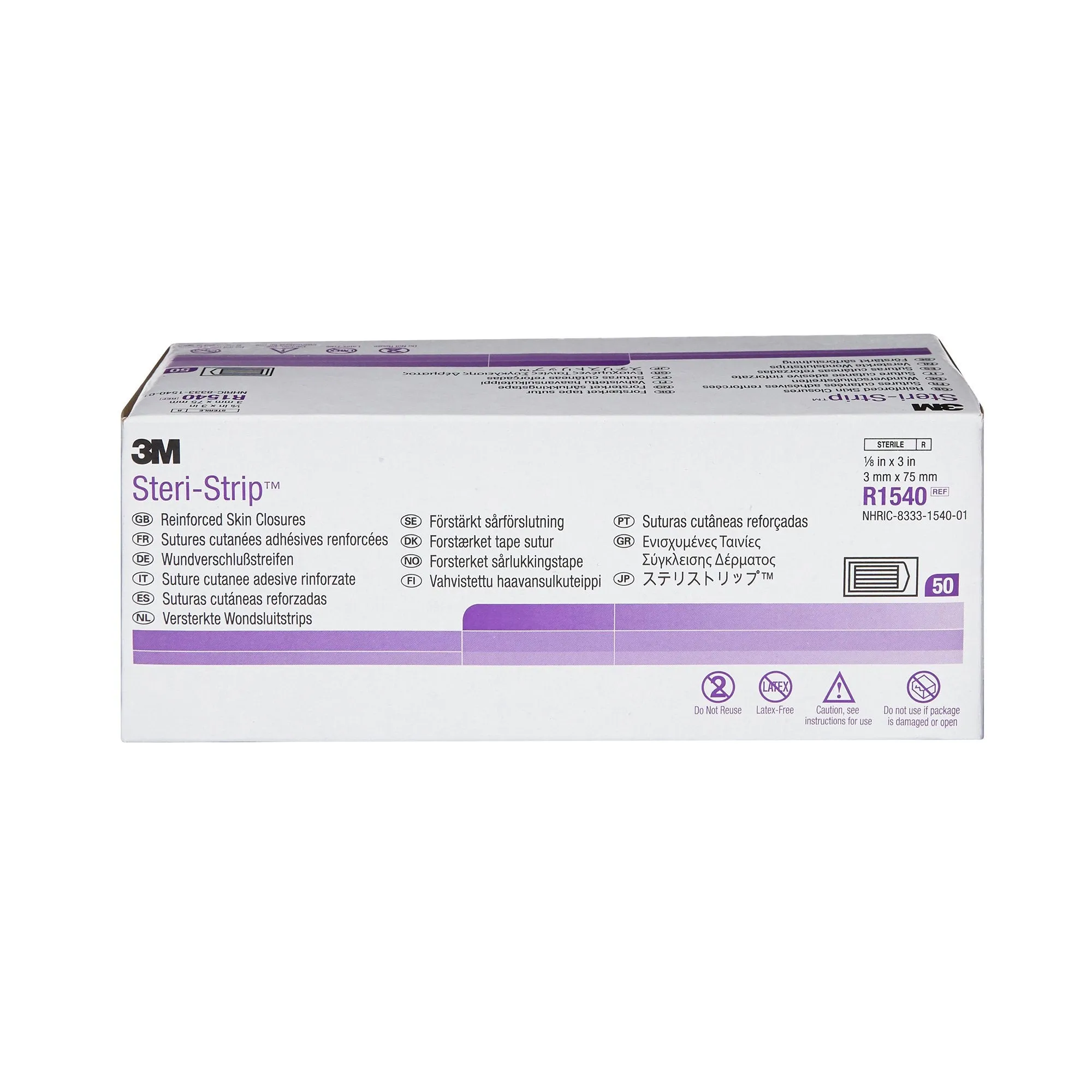 3M Steri-Strip Skin Closure Strips, Non-Woven Material, Reinforced Strip, White, 1 Case of 200