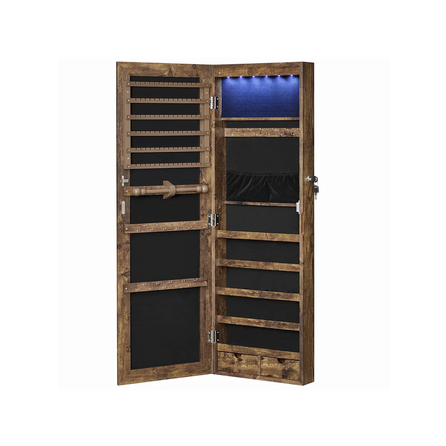 42.5"H Full Screen Mirrored Jewelry Cabinet