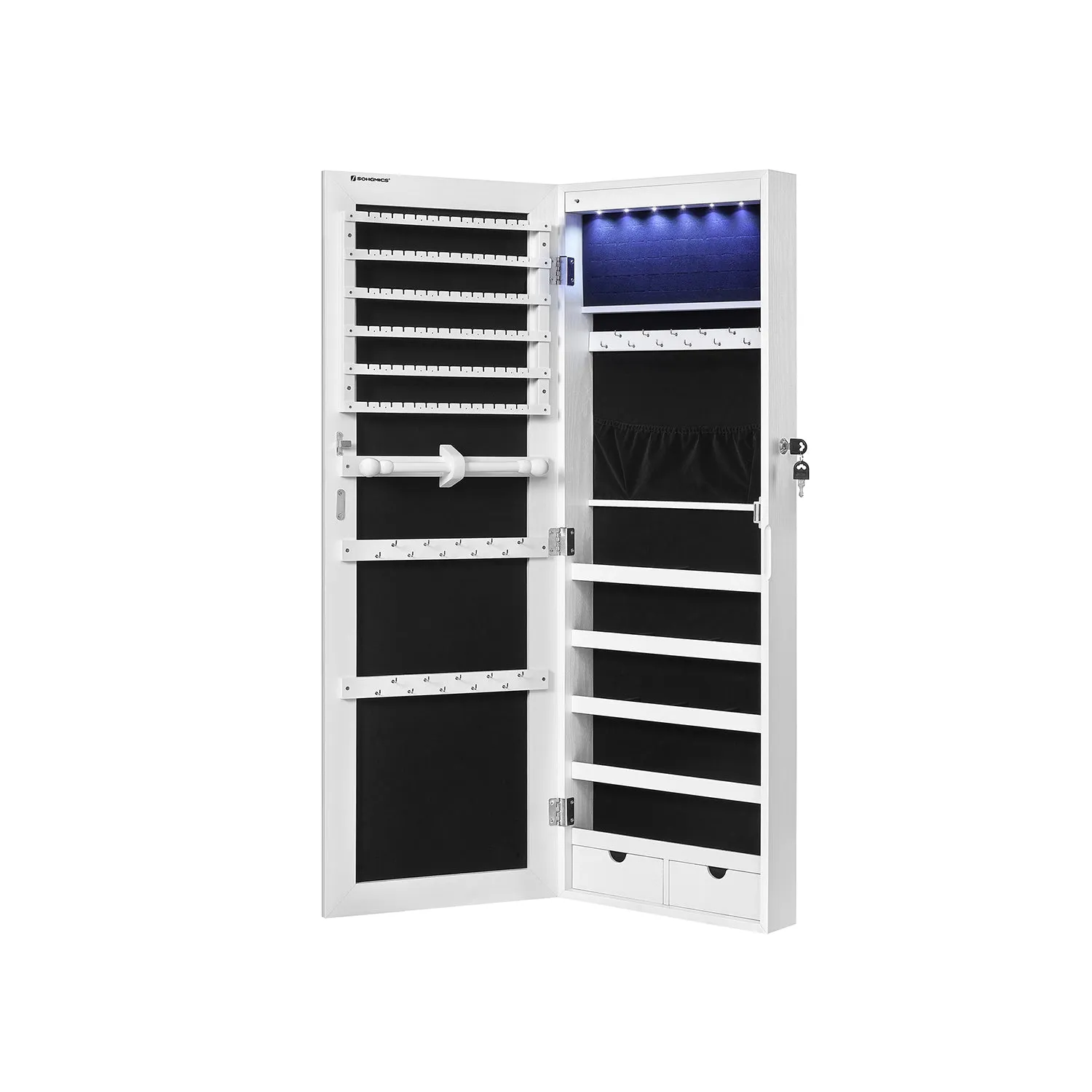42.5"H Full Screen Mirrored Jewelry Cabinet
