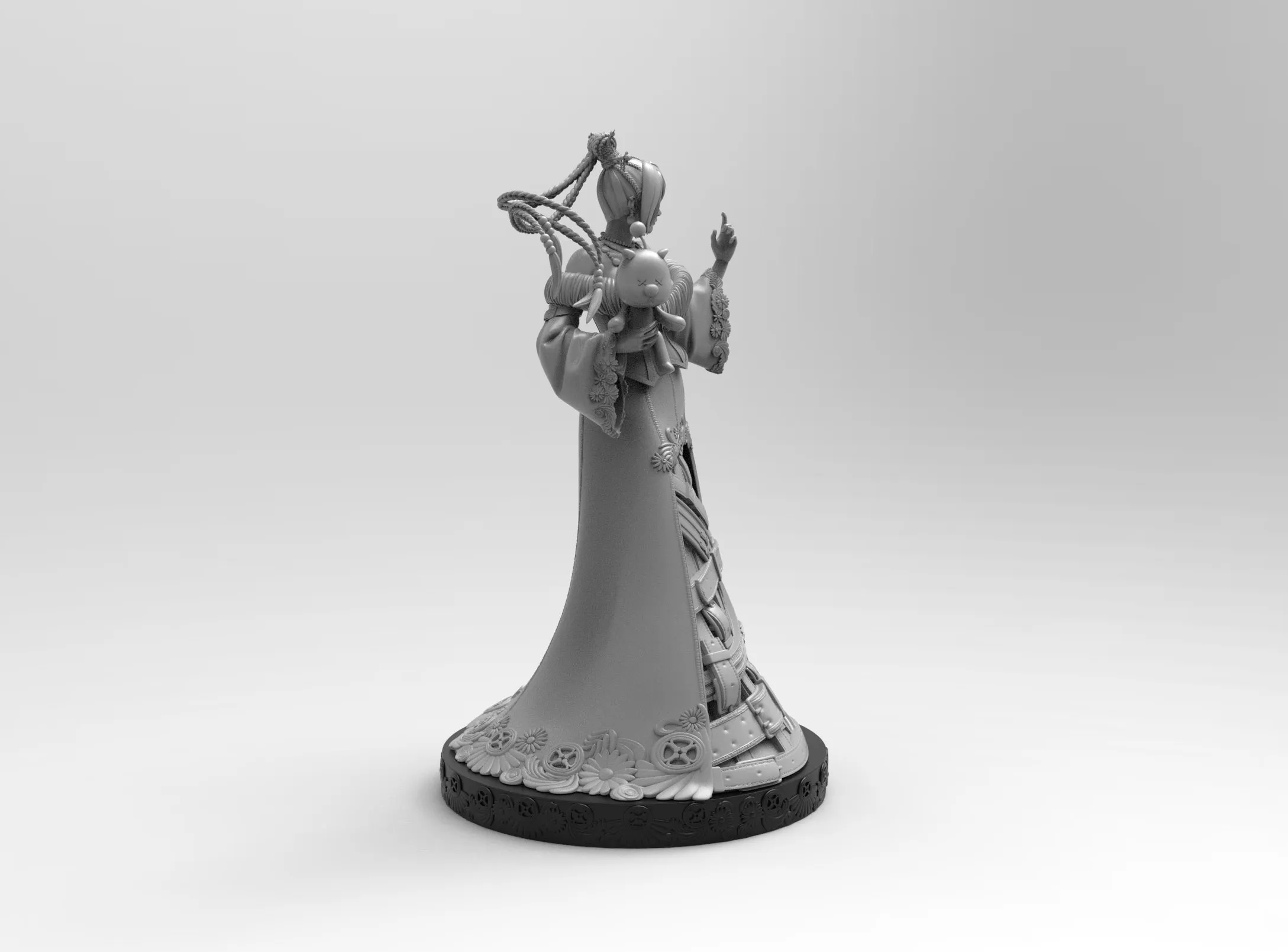 A306 - Games character design, FFX Looloo statue, STL 3D model design print download files