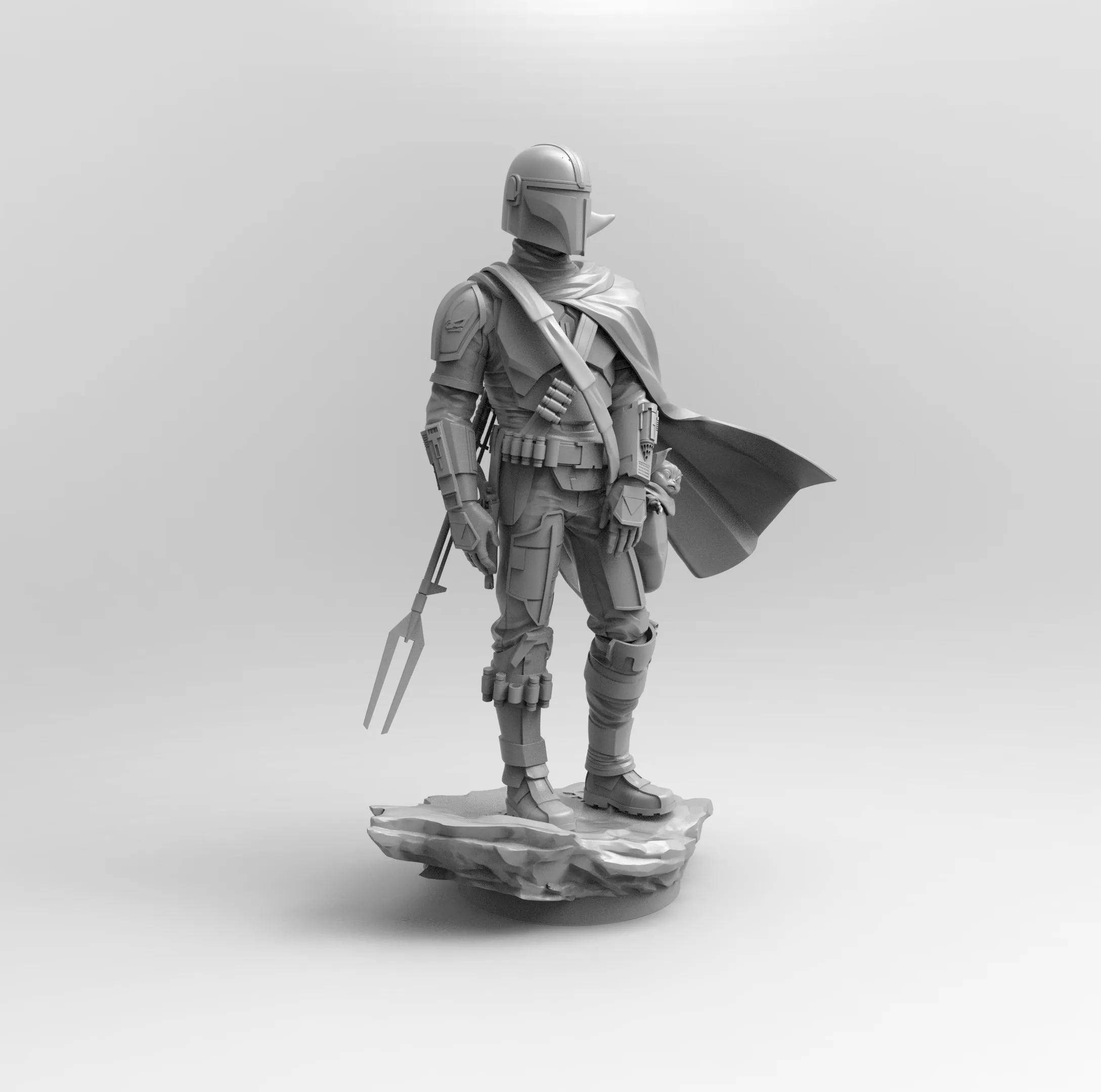A312 - Movies character design, SW Mando with Kiddo green, STL 3D model design print download file