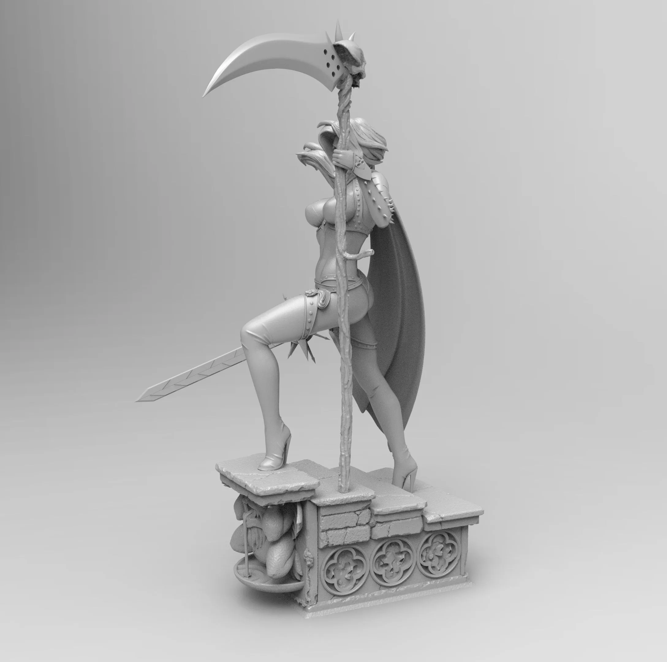 A322 - Character design statue, A Female warrior with 2 weapons', STL 3D model design print download files