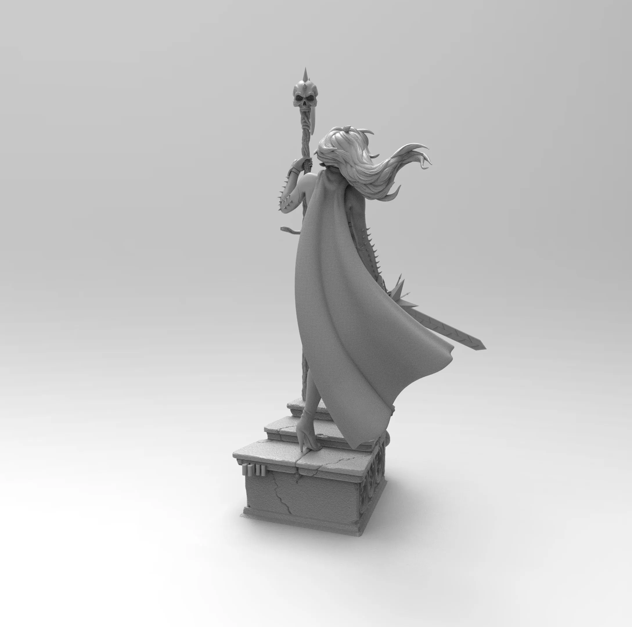 A322 - Character design statue, A Female warrior with 2 weapons', STL 3D model design print download files