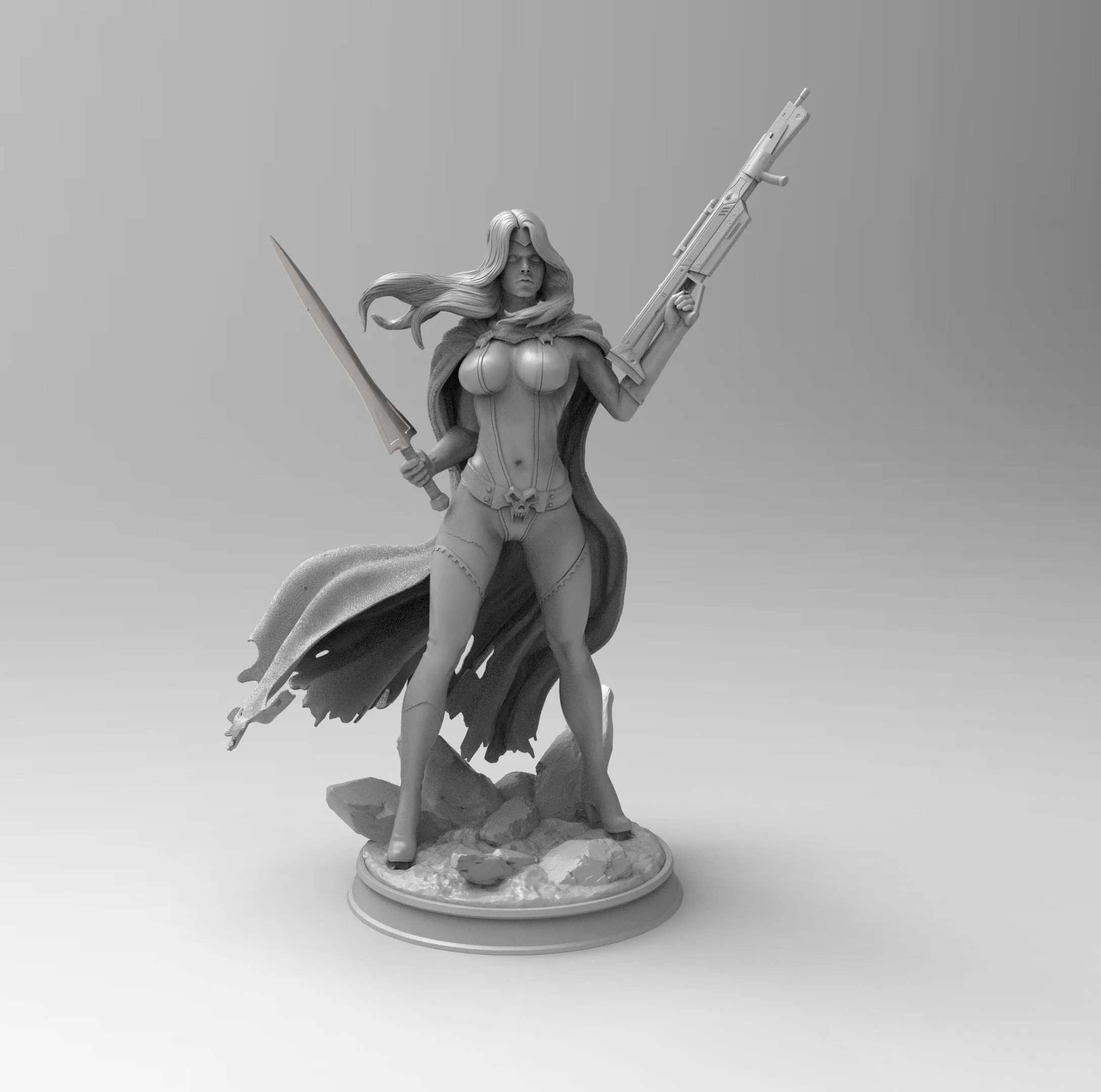 A324 - Comic character design, Green female character, STL 3D model design print download files