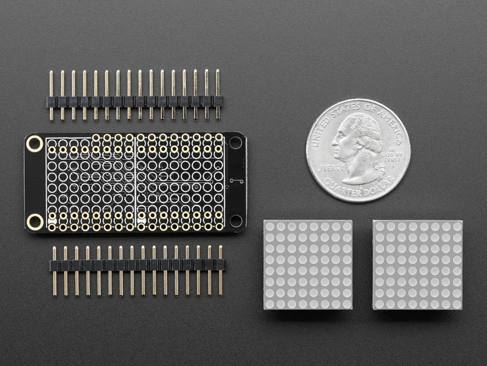 Adafruit 0.8" 8x16 LED Matrix FeatherWing Display Kit - Green