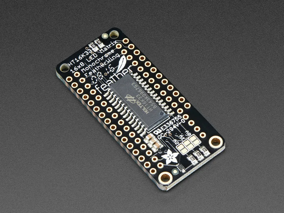 Adafruit 0.8" 8x16 LED Matrix FeatherWing Display Kit - Green