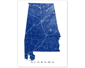 Alabama Map Print for Wall Decor, 3D Topographic AL State Art Poster, Birmingham Mobile