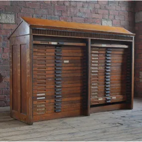 Antique Typesetting Drawer Desk - printers storage drawers