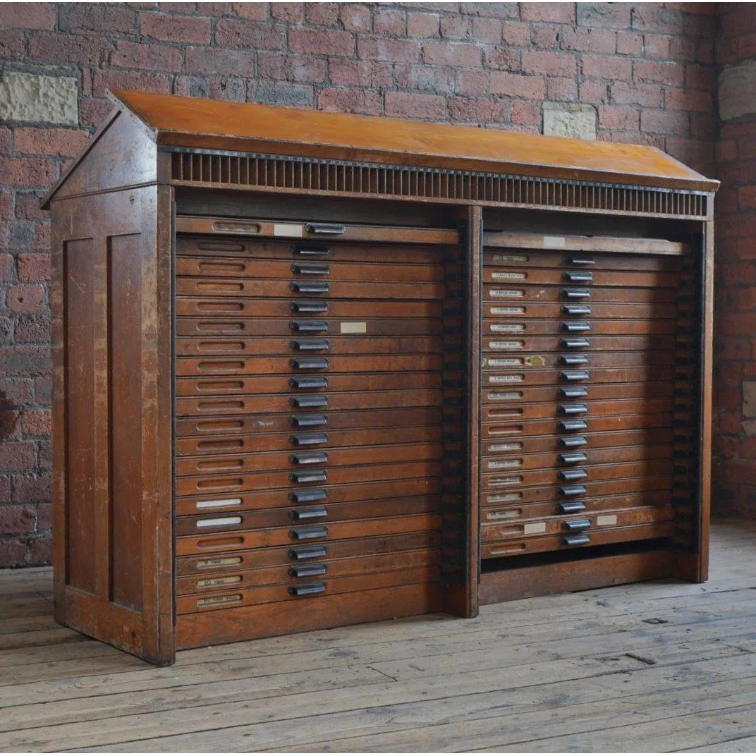 Antique Typesetting Drawer Desk - printers storage drawers