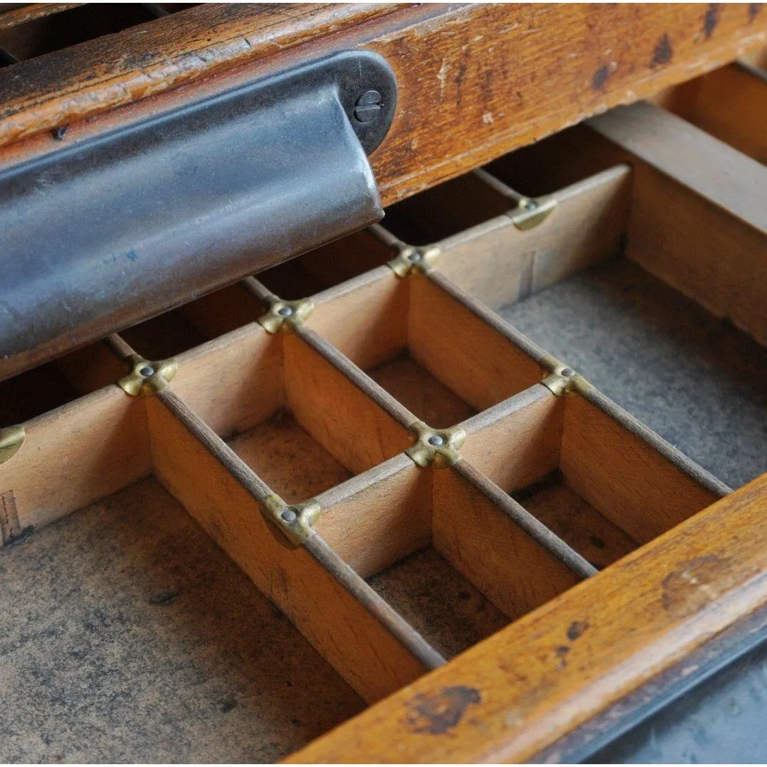 Antique Typesetting Drawer Desk - printers storage drawers