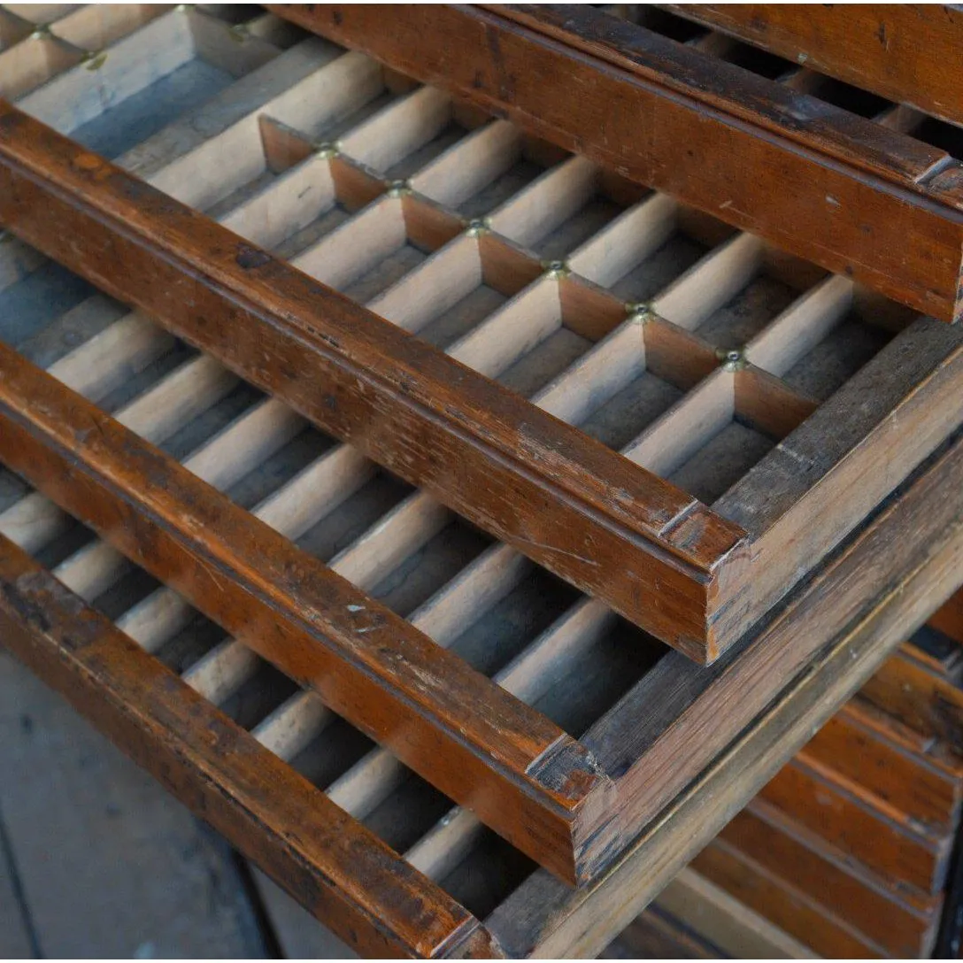 Antique Typesetting Drawer Desk - printers storage drawers