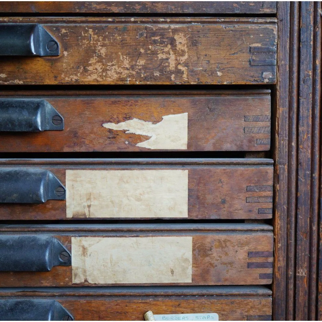 Antique Typesetting, Slim Drawer Unit - printers storage drawers