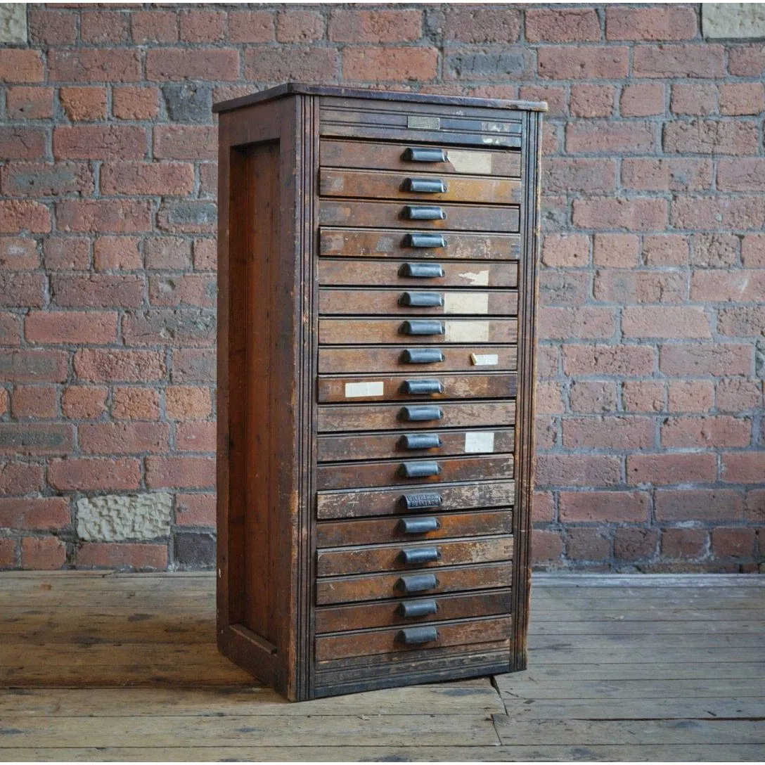 Antique Typesetting, Slim Drawer Unit - printers storage drawers