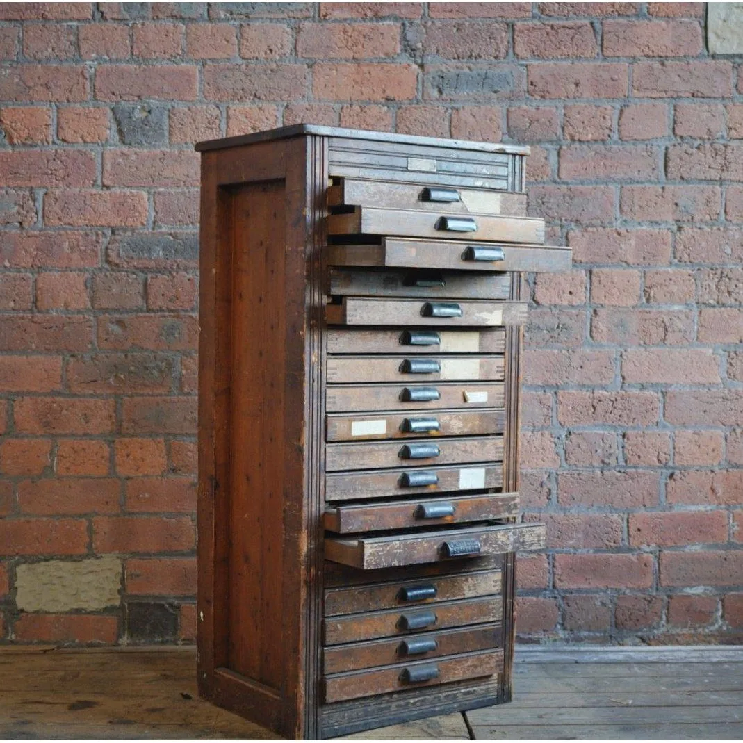 Antique Typesetting, Slim Drawer Unit - printers storage drawers