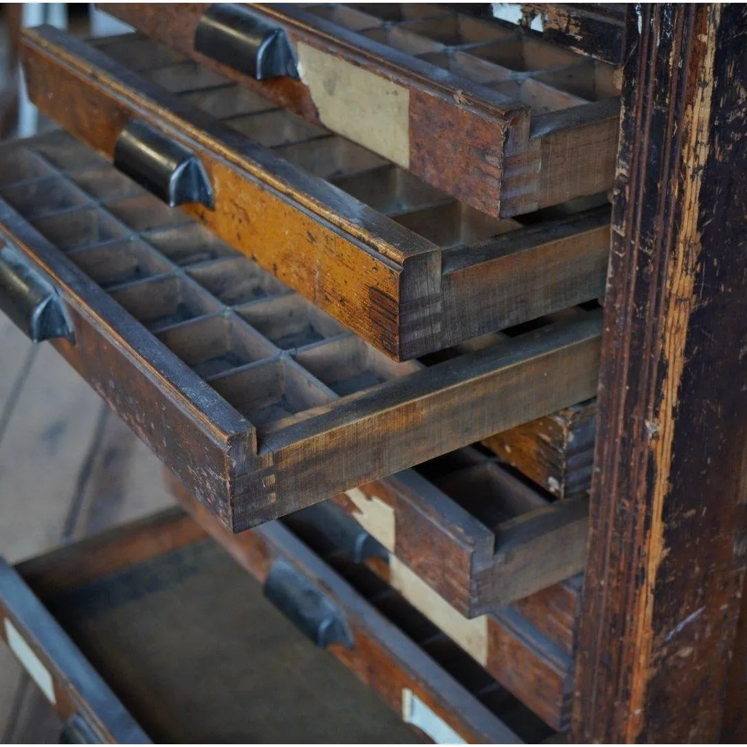 Antique Typesetting, Slim Drawer Unit - printers storage drawers
