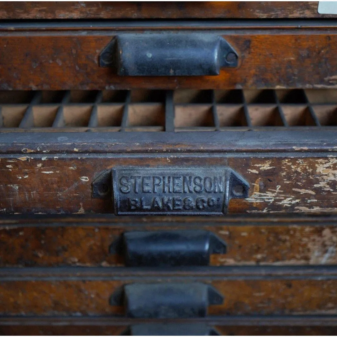Antique Typesetting, Slim Drawer Unit - printers storage drawers