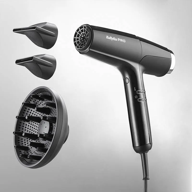 BabylissPro Falco Hairdryer Black/Silver 2000W