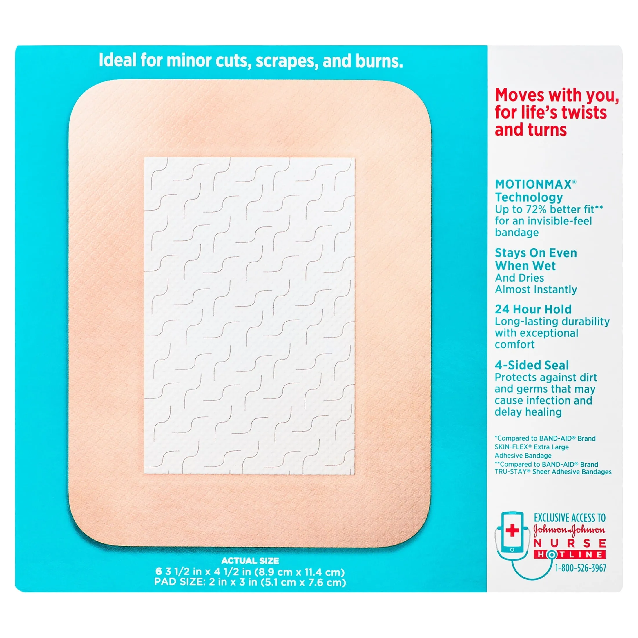 Band-Aid Brand Skin-Flex Adhesive Flexible Wound Covers, Large, 6Ct