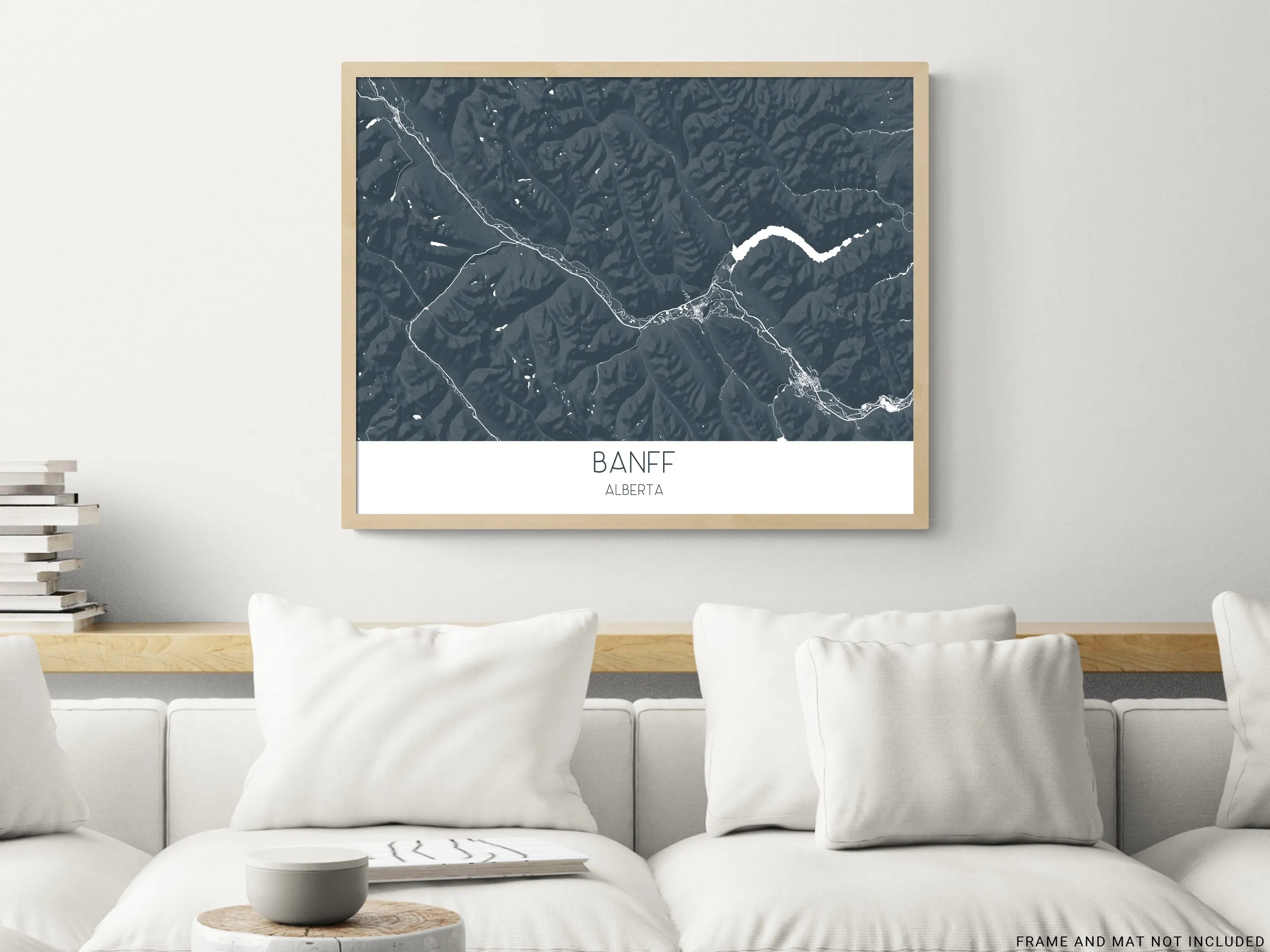 Banff Map Print - Topographic Banff Wall Art Poster Road Maps, Alberta Canada, Canmore, Banff National Park