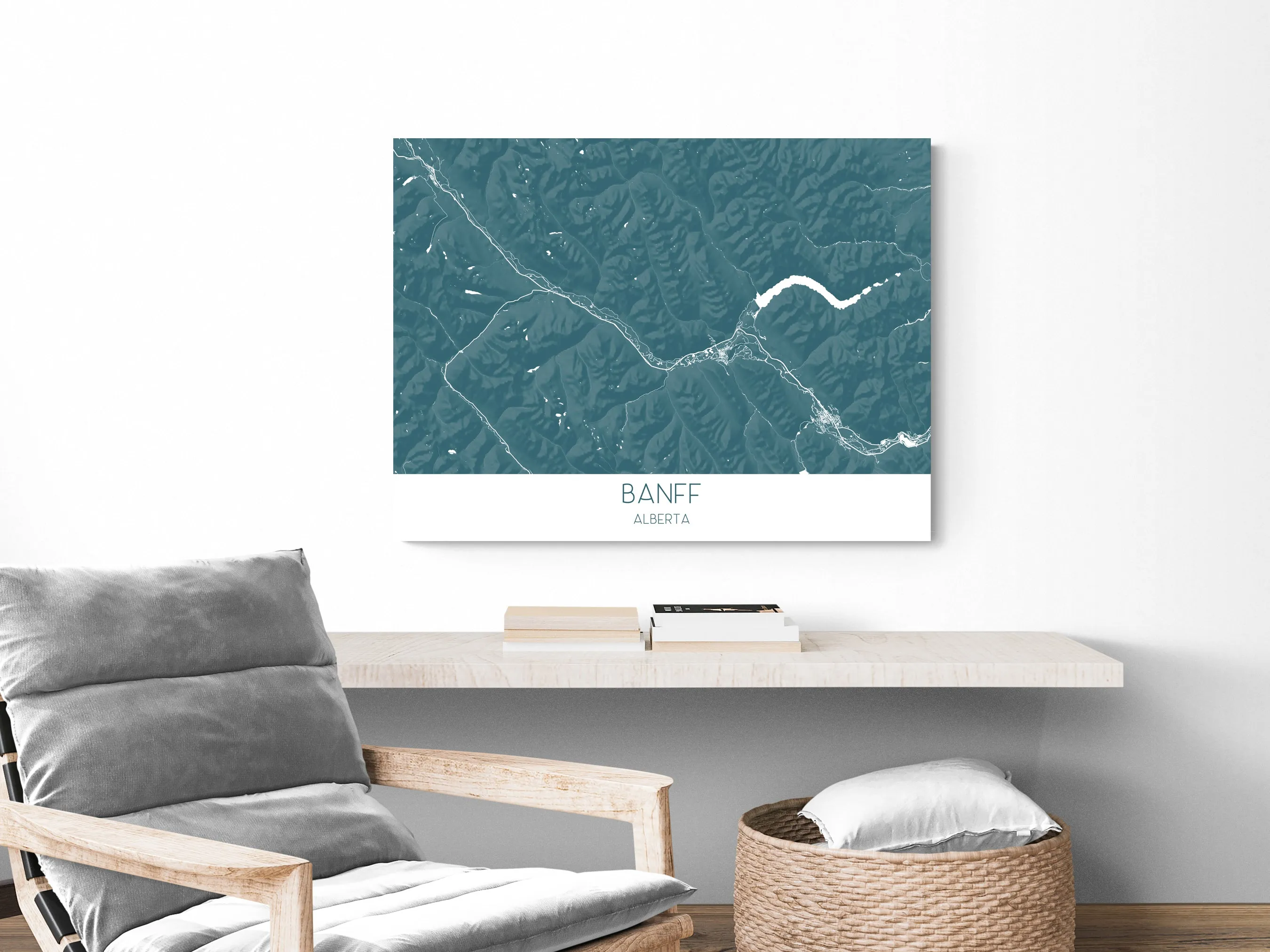 Banff Map Print - Topographic Banff Wall Art Poster Road Maps, Alberta Canada, Canmore, Banff National Park