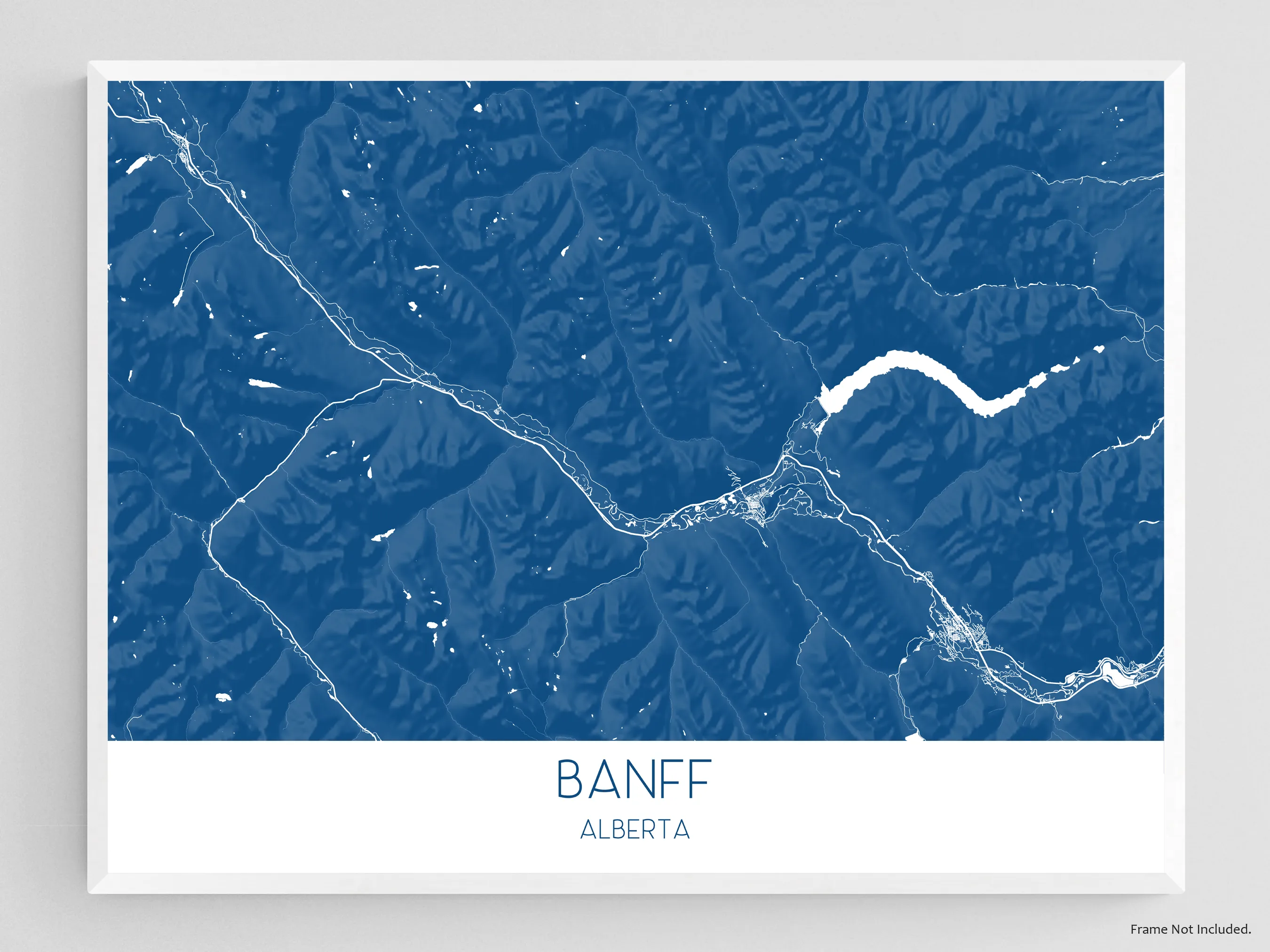 Banff Map Print - Topographic Banff Wall Art Poster Road Maps, Alberta Canada, Canmore, Banff National Park