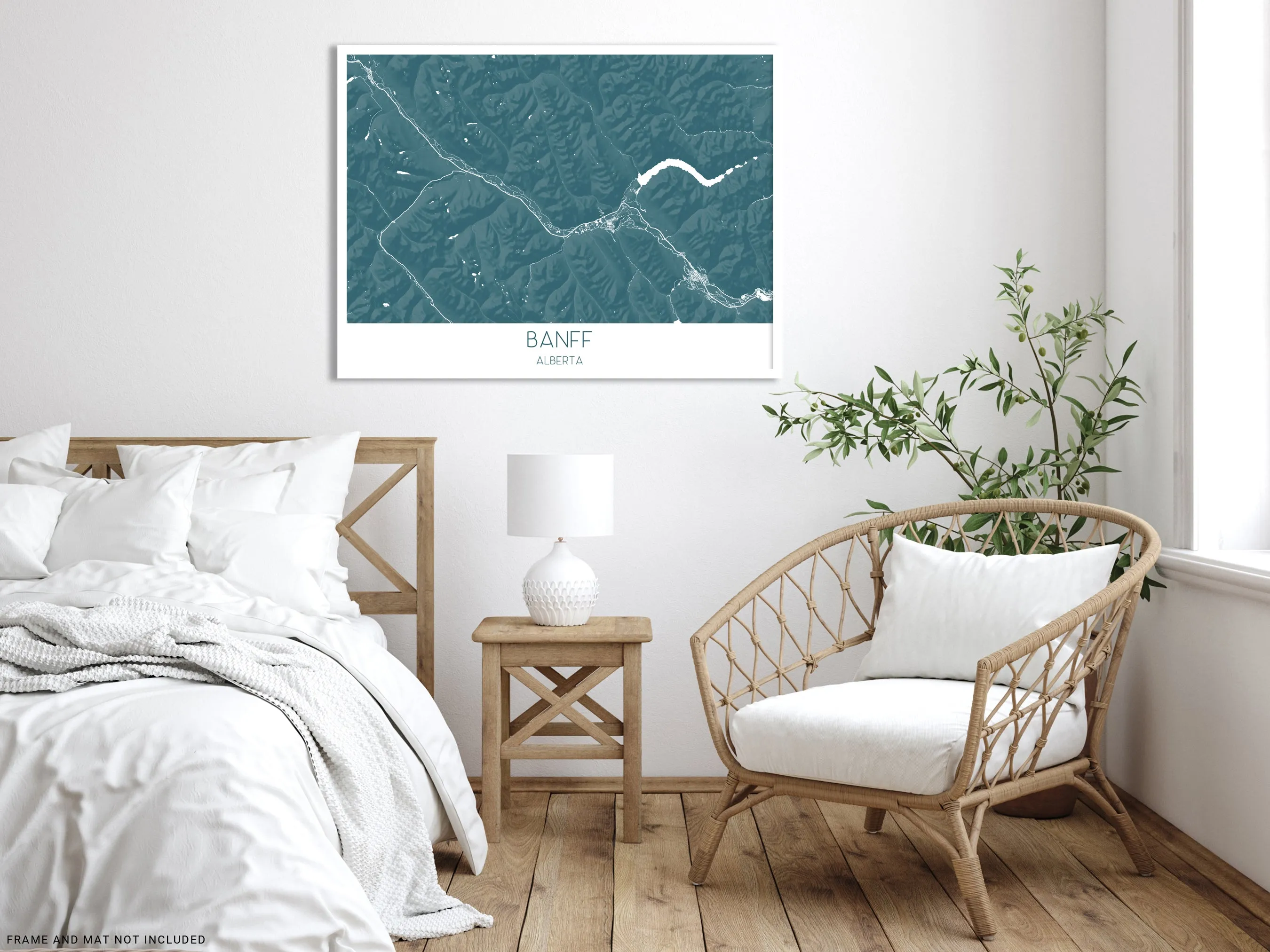 Banff Map Print - Topographic Banff Wall Art Poster Road Maps, Alberta Canada, Canmore, Banff National Park