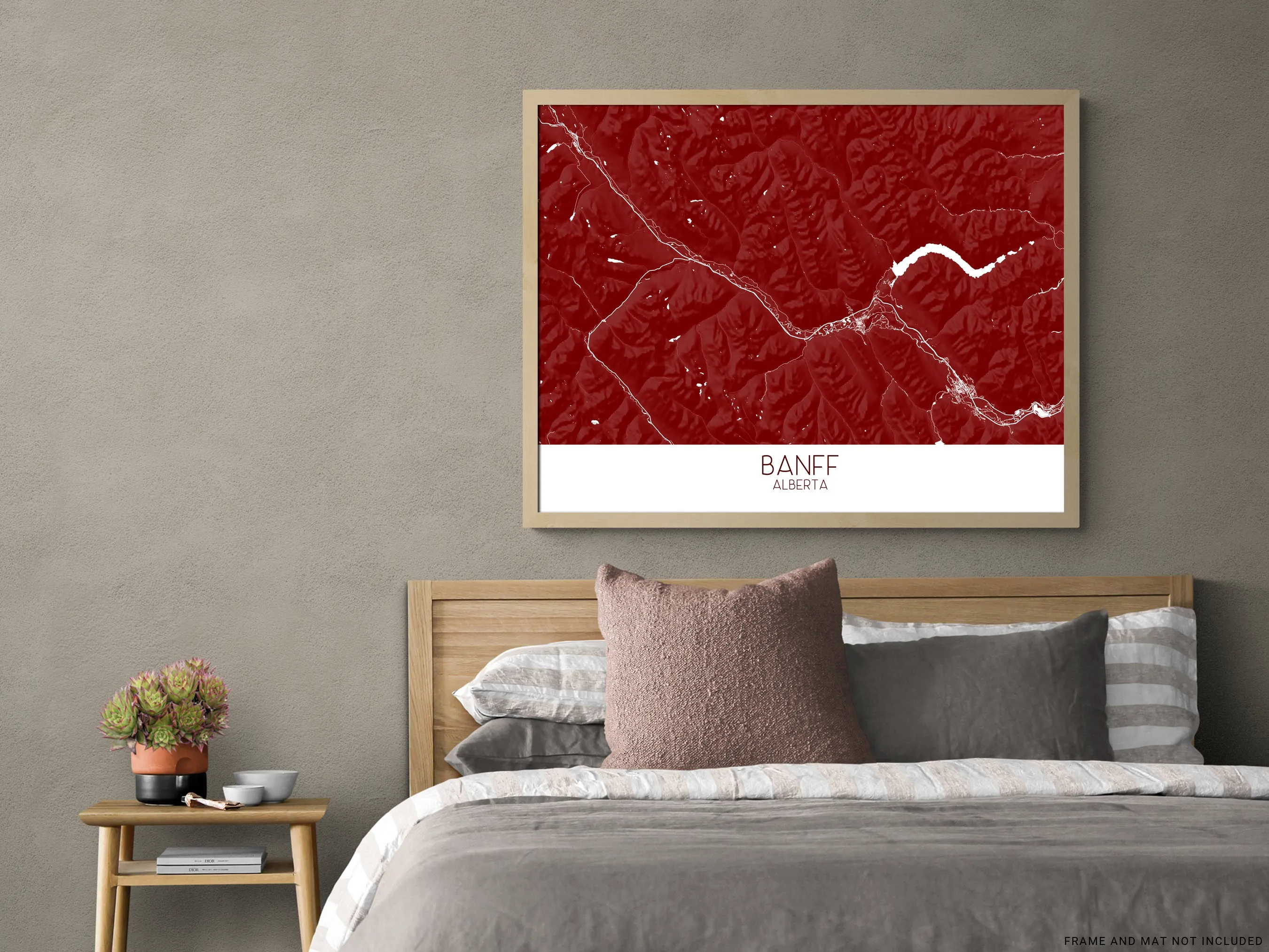Banff Map Print - Topographic Banff Wall Art Poster Road Maps, Alberta Canada, Canmore, Banff National Park