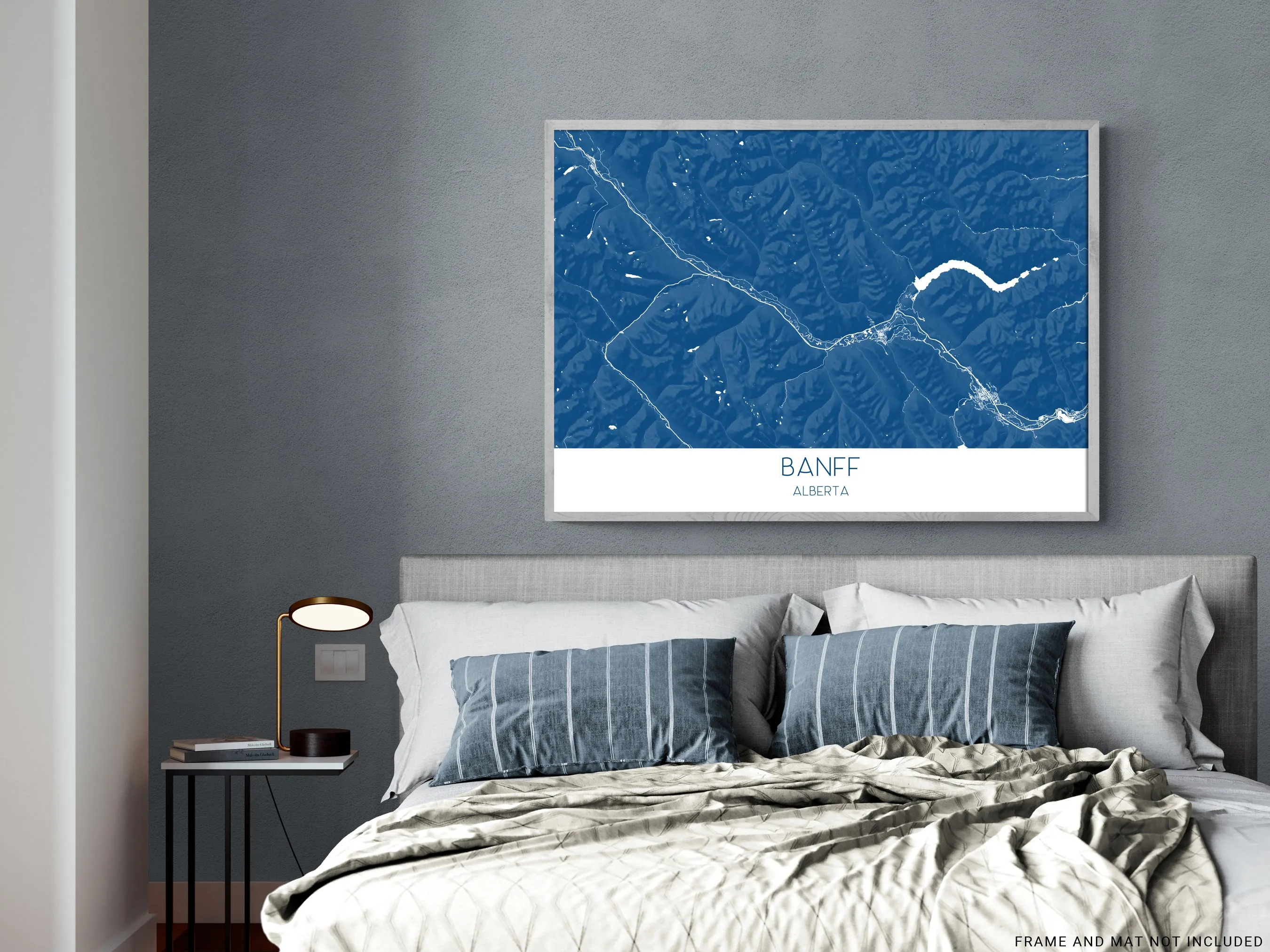 Banff Map Print - Topographic Banff Wall Art Poster Road Maps, Alberta Canada, Canmore, Banff National Park