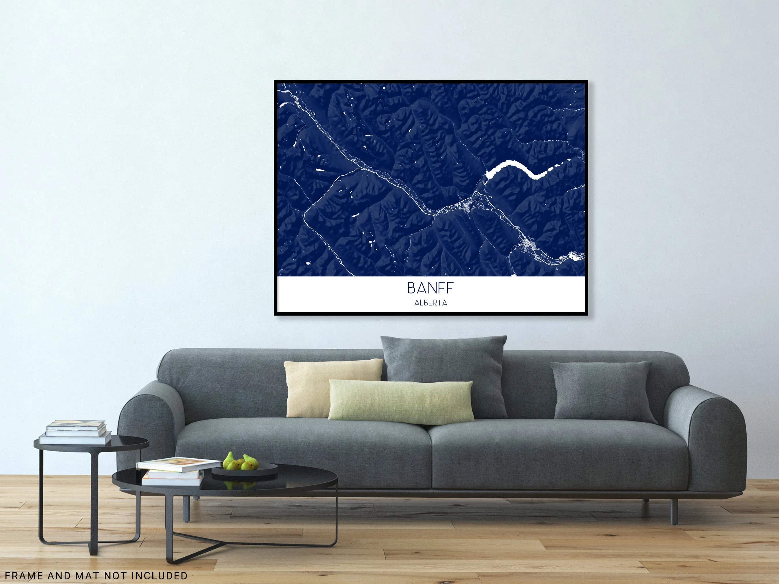 Banff Map Print - Topographic Banff Wall Art Poster Road Maps, Alberta Canada, Canmore, Banff National Park