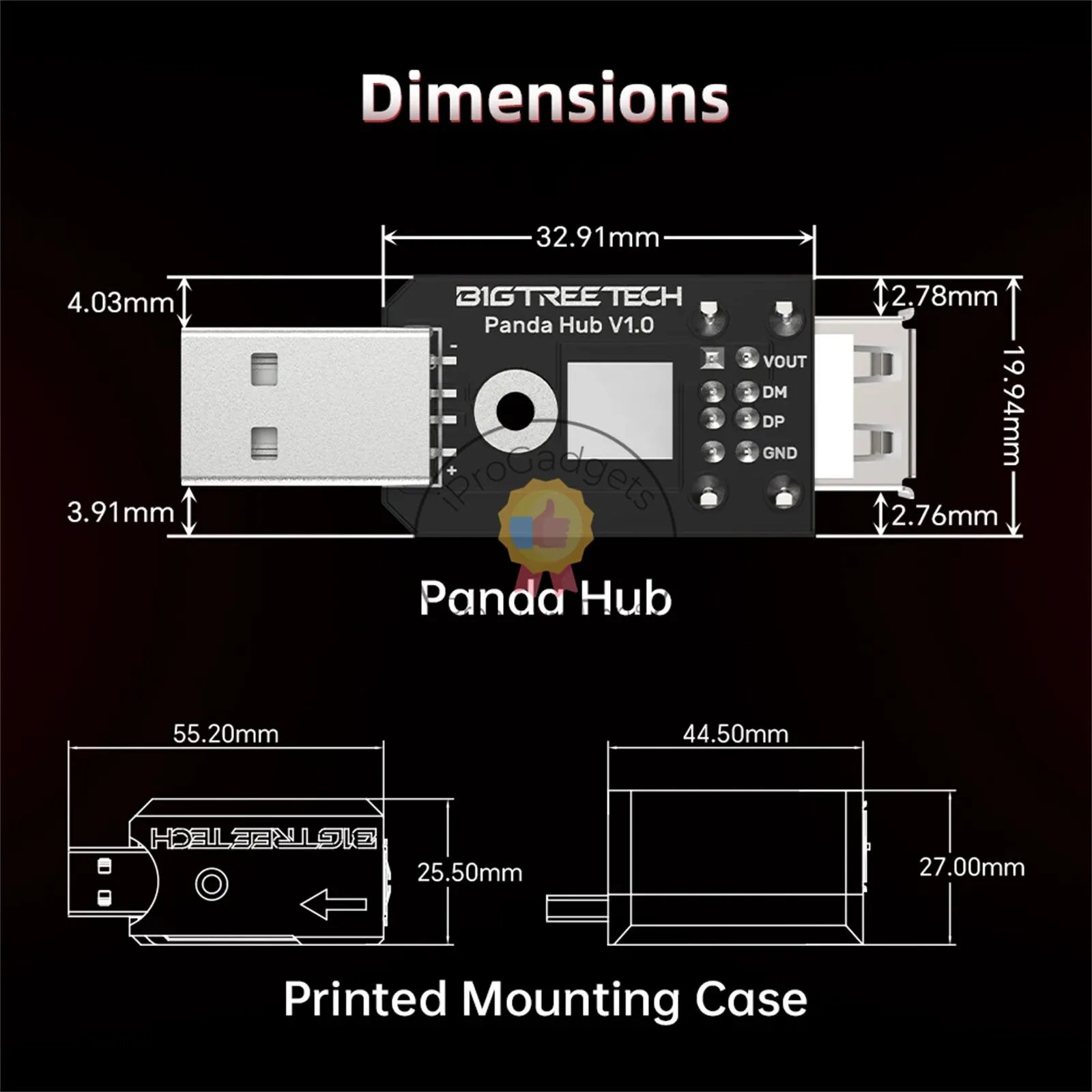 Bigtreetech Panda Hub Original USB Port Protection 3D Printer Parts for Bambu Lab P1S P1P 3D Printer Panda Touch Panda Lux