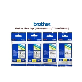 Brother Black on Clear Tape (TZE-121/TZE-131/TZE-141/TZE-151)