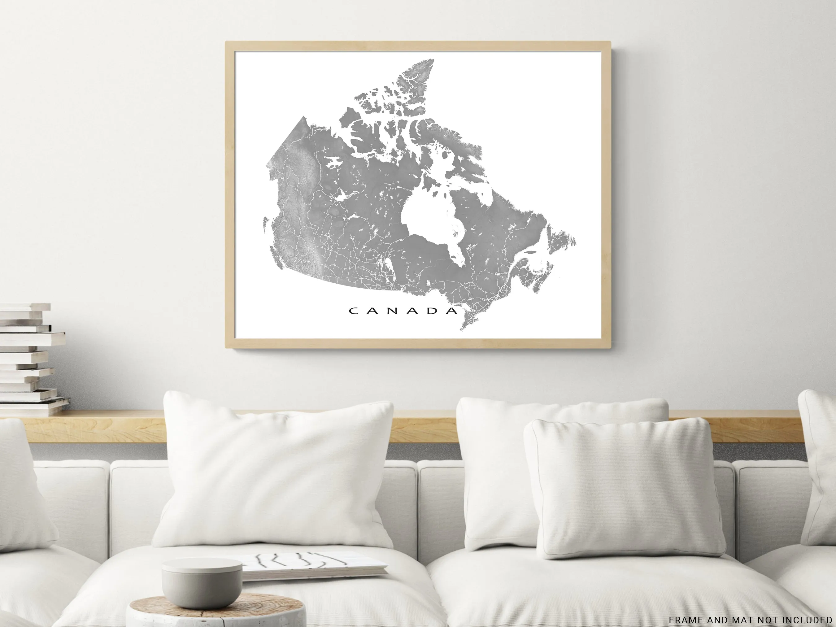 Canada Map Wall Art Print, Topographic 3D Canada Poster Roads Maps, Toronto Vancouver Montreal