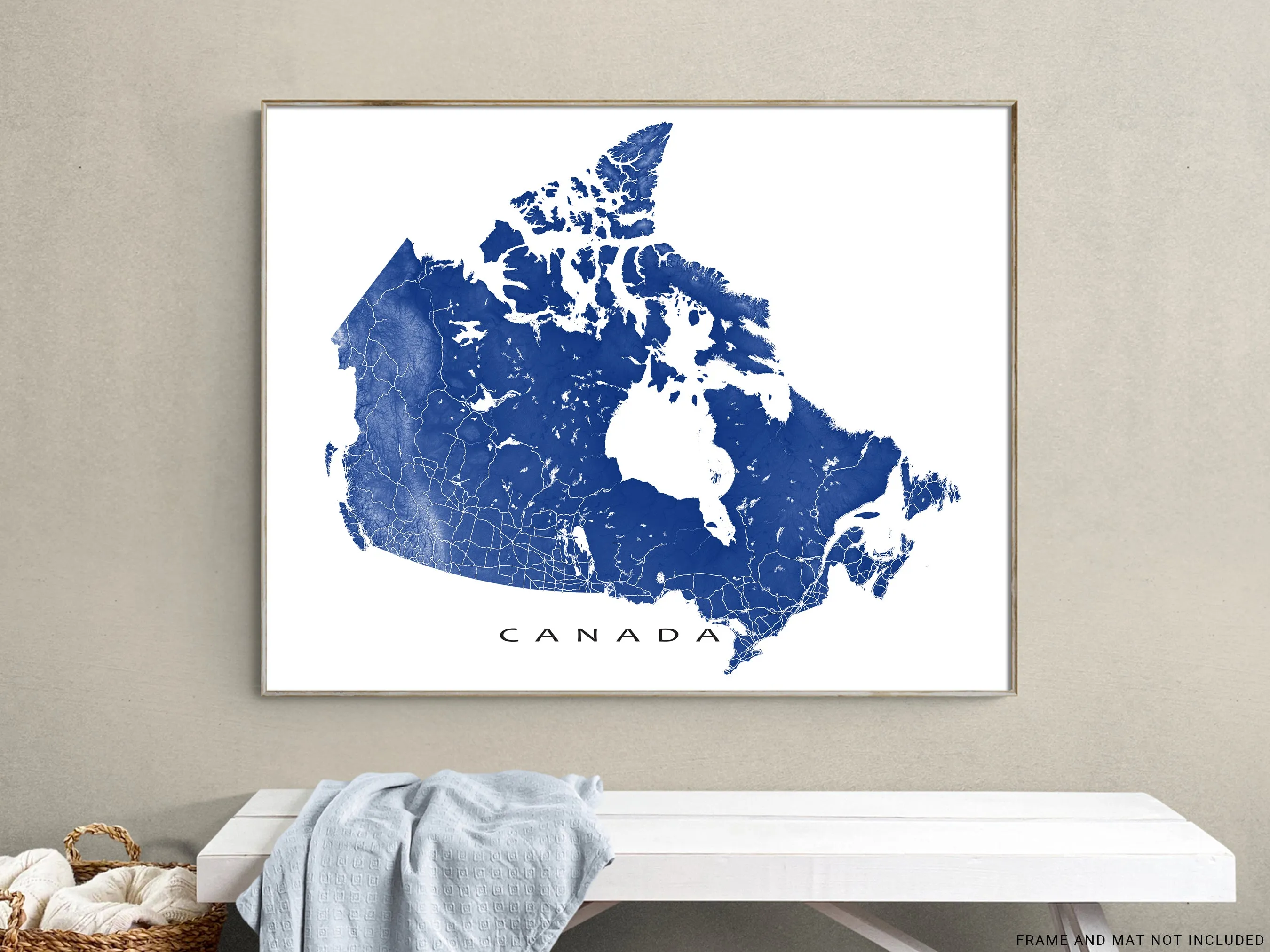 Canada Map Wall Art Print, Topographic 3D Canada Poster Roads Maps, Toronto Vancouver Montreal