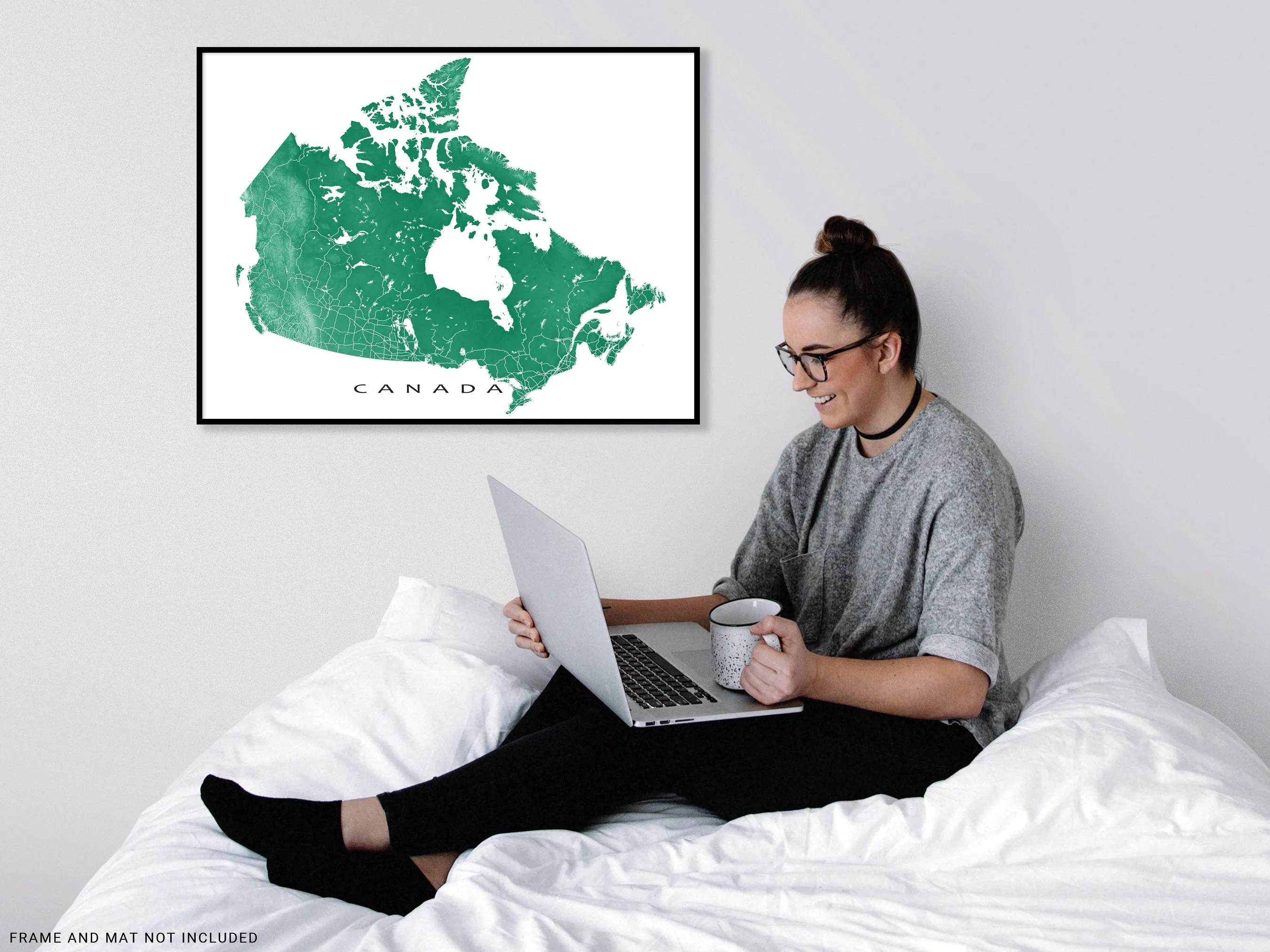 Canada Map Wall Art Print, Topographic 3D Canada Poster Roads Maps, Toronto Vancouver Montreal