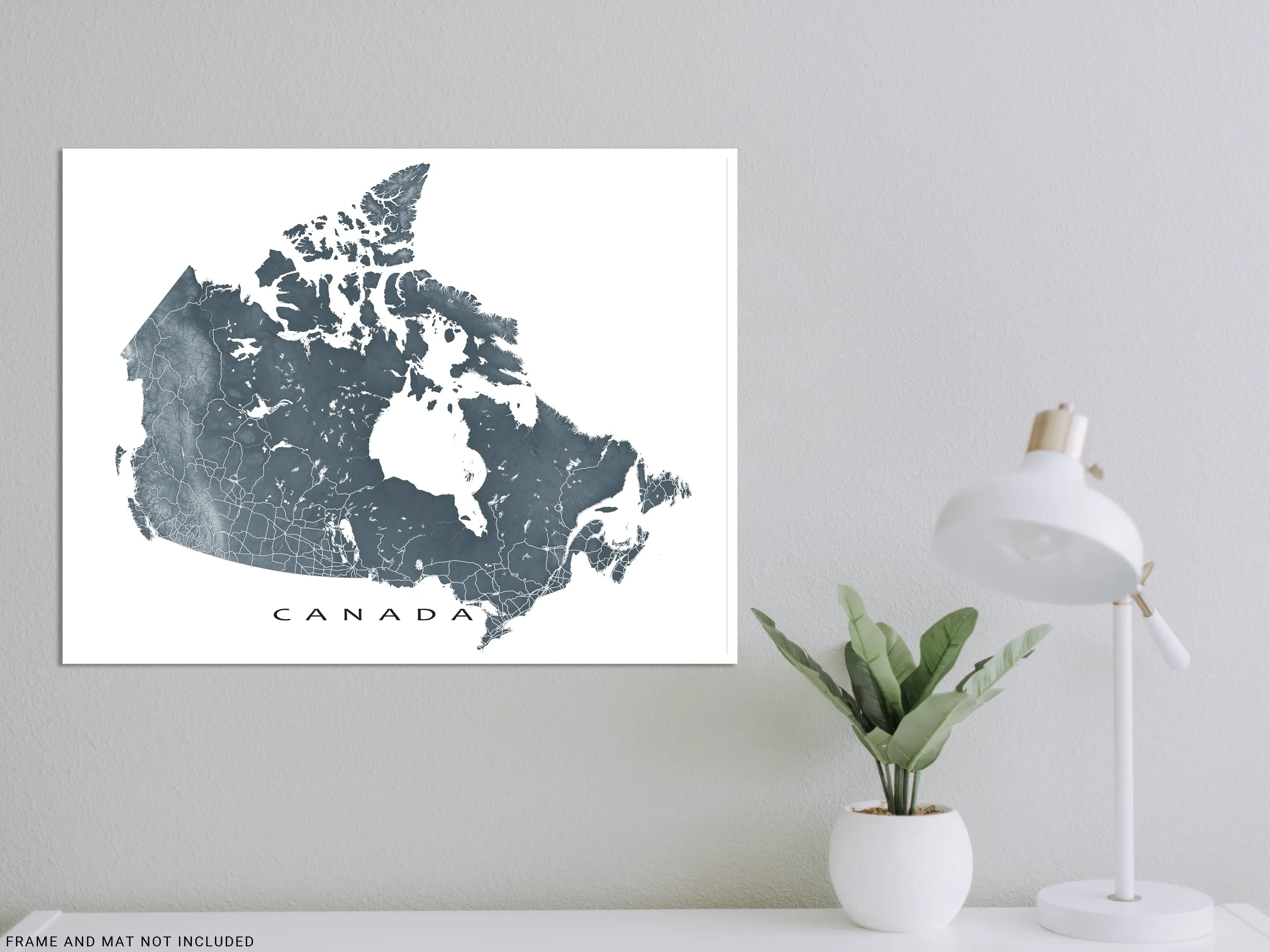 Canada Map Wall Art Print, Topographic 3D Canada Poster Roads Maps, Toronto Vancouver Montreal