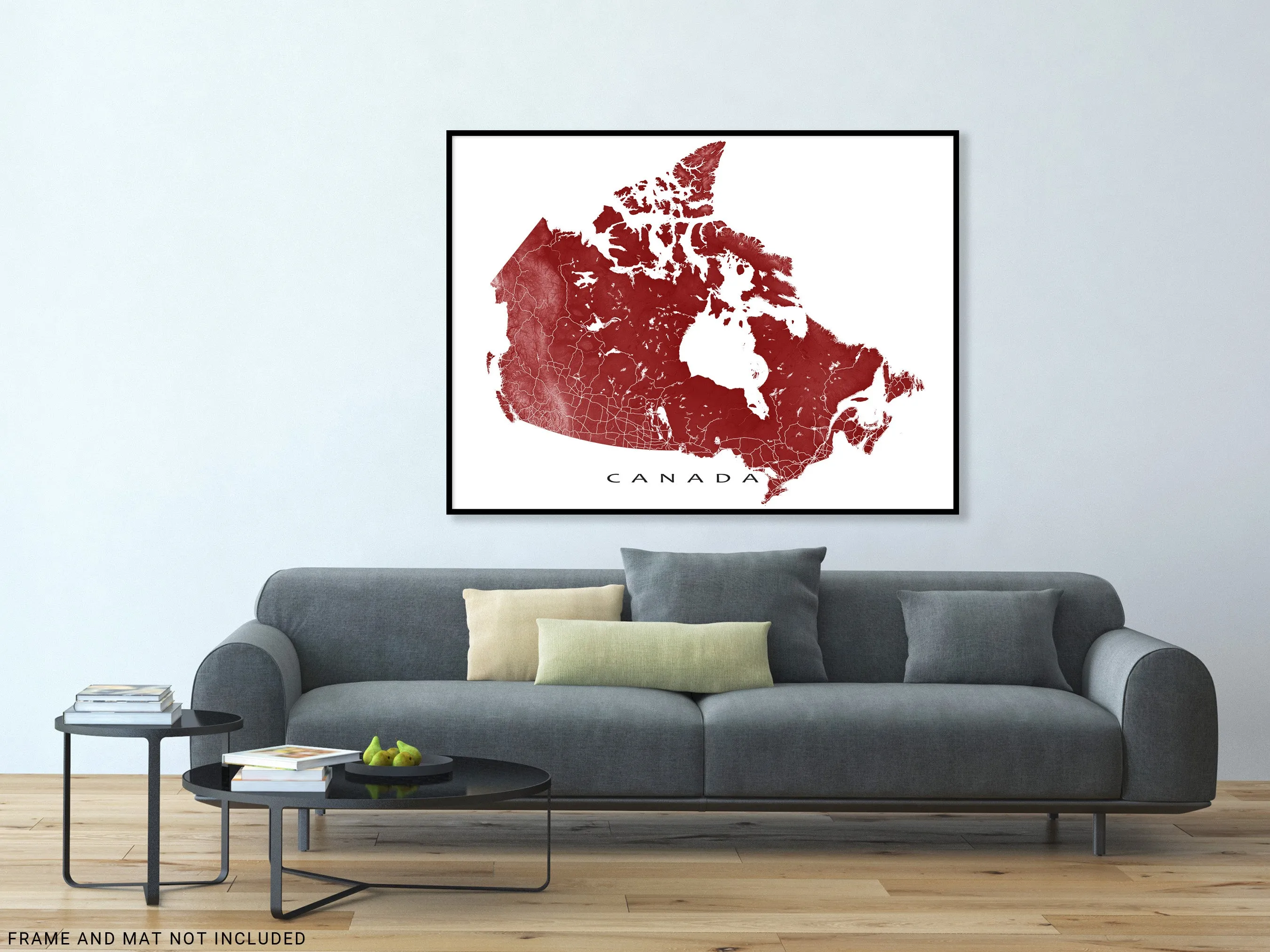 Canada Map Wall Art Print, Topographic 3D Canada Poster Roads Maps, Toronto Vancouver Montreal