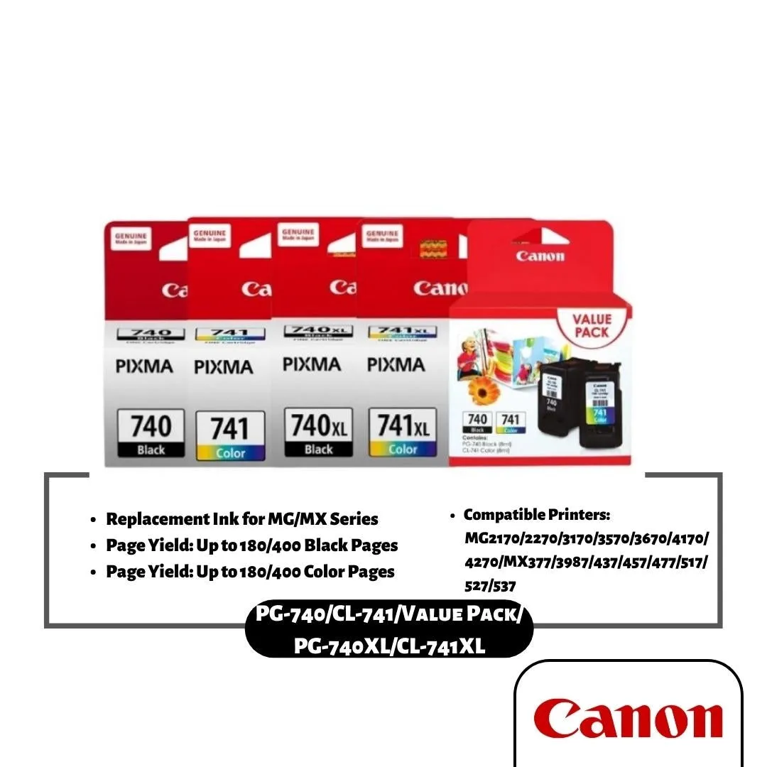 Canon PG-740/ PG-740XL/ CL-741/ CL-741XL/ PG-740 CL-741 Value Pack Ink Cartridge (Black/Color)
