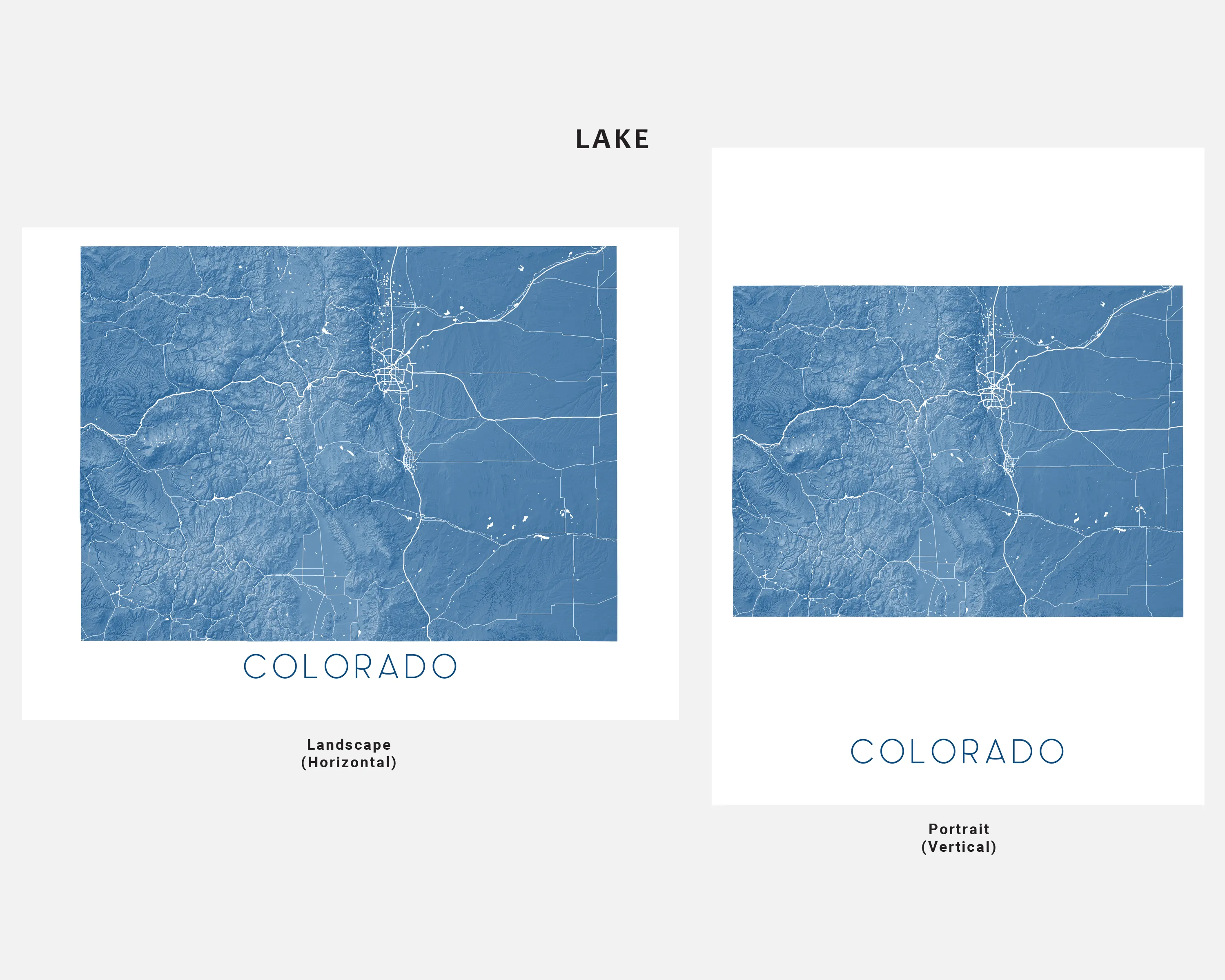 Colorado Map Print Poster- Topographic Map of Colorado State Wall Art Road Maps, Denver Rocky Mountains