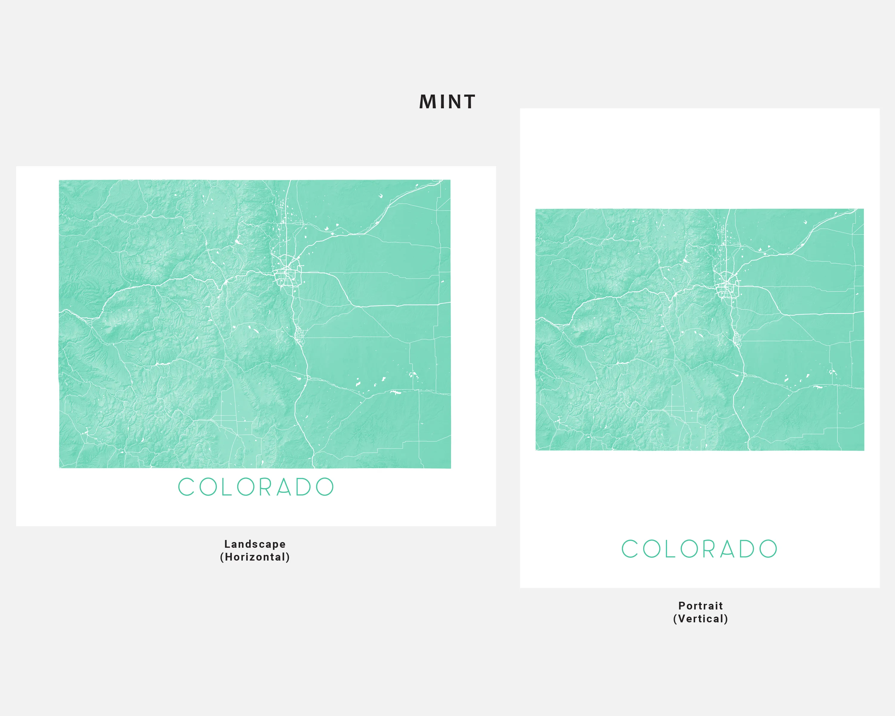 Colorado Map Print Poster- Topographic Map of Colorado State Wall Art Road Maps, Denver Rocky Mountains