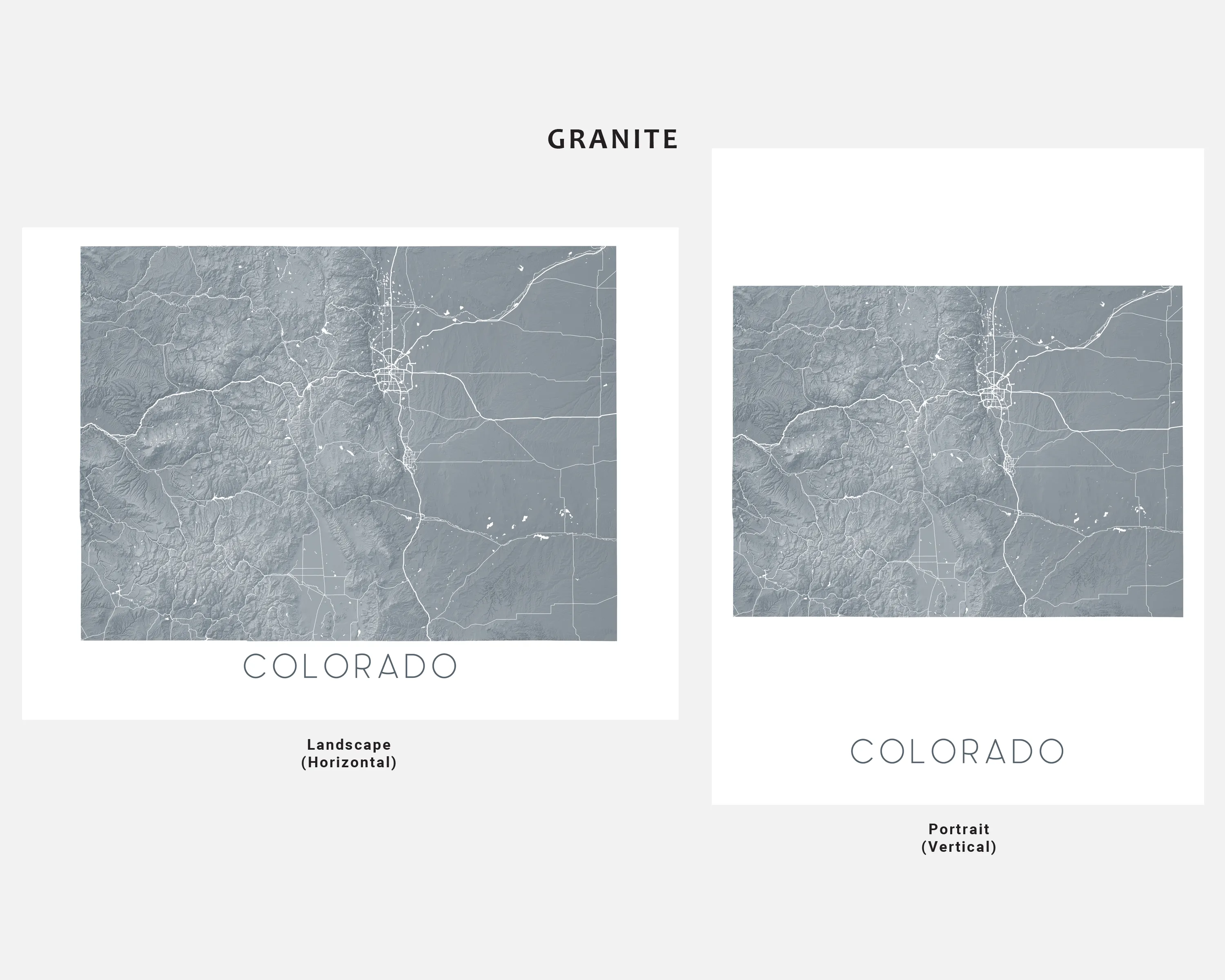 Colorado Map Print Poster- Topographic Map of Colorado State Wall Art Road Maps, Denver Rocky Mountains