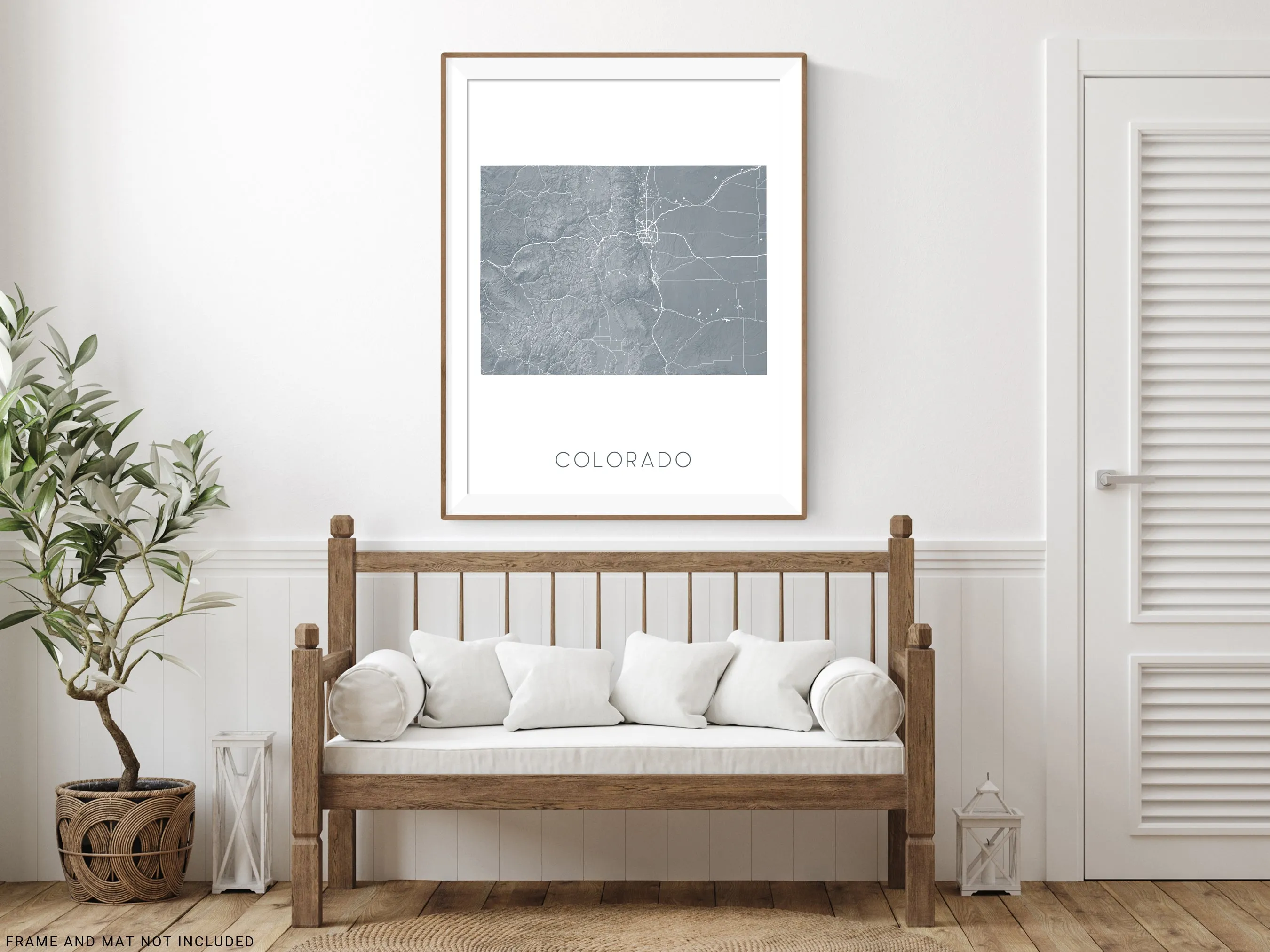 Colorado Map Print Poster- Topographic Map of Colorado State Wall Art Road Maps, Denver Rocky Mountains