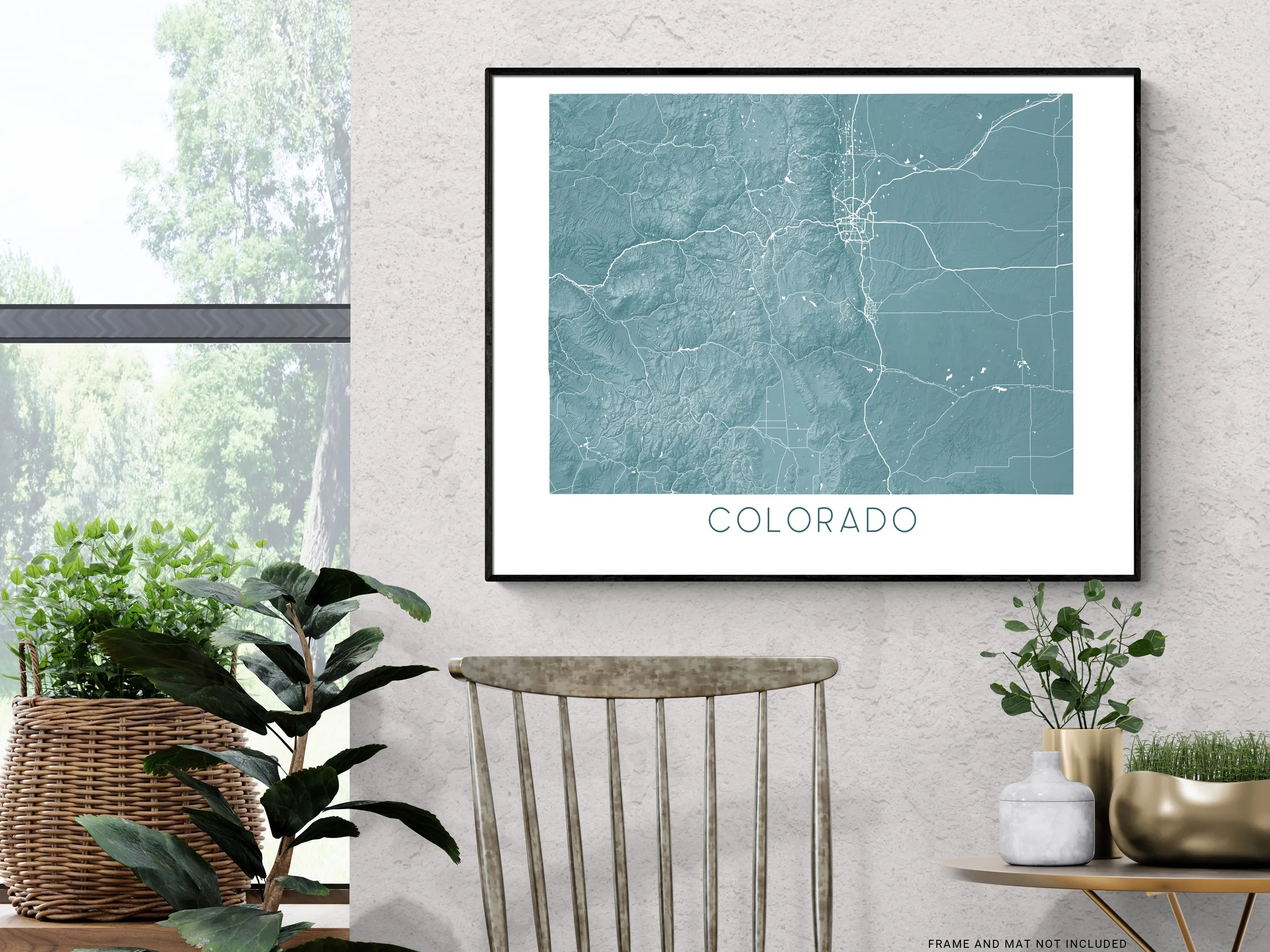 Colorado Map Print Poster- Topographic Map of Colorado State Wall Art Road Maps, Denver Rocky Mountains