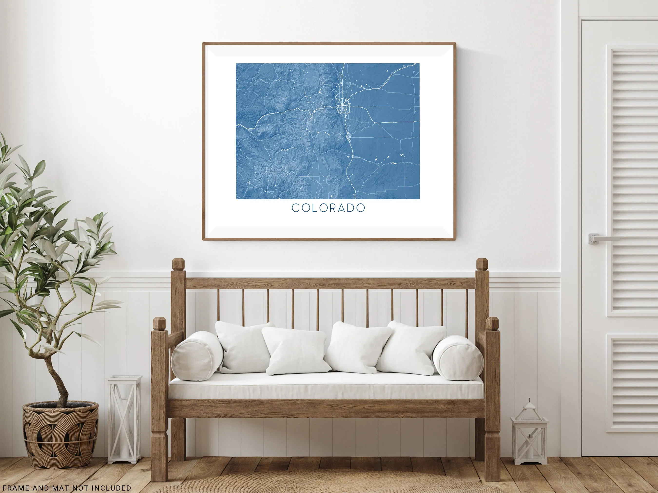 Colorado Map Print Poster- Topographic Map of Colorado State Wall Art Road Maps, Denver Rocky Mountains