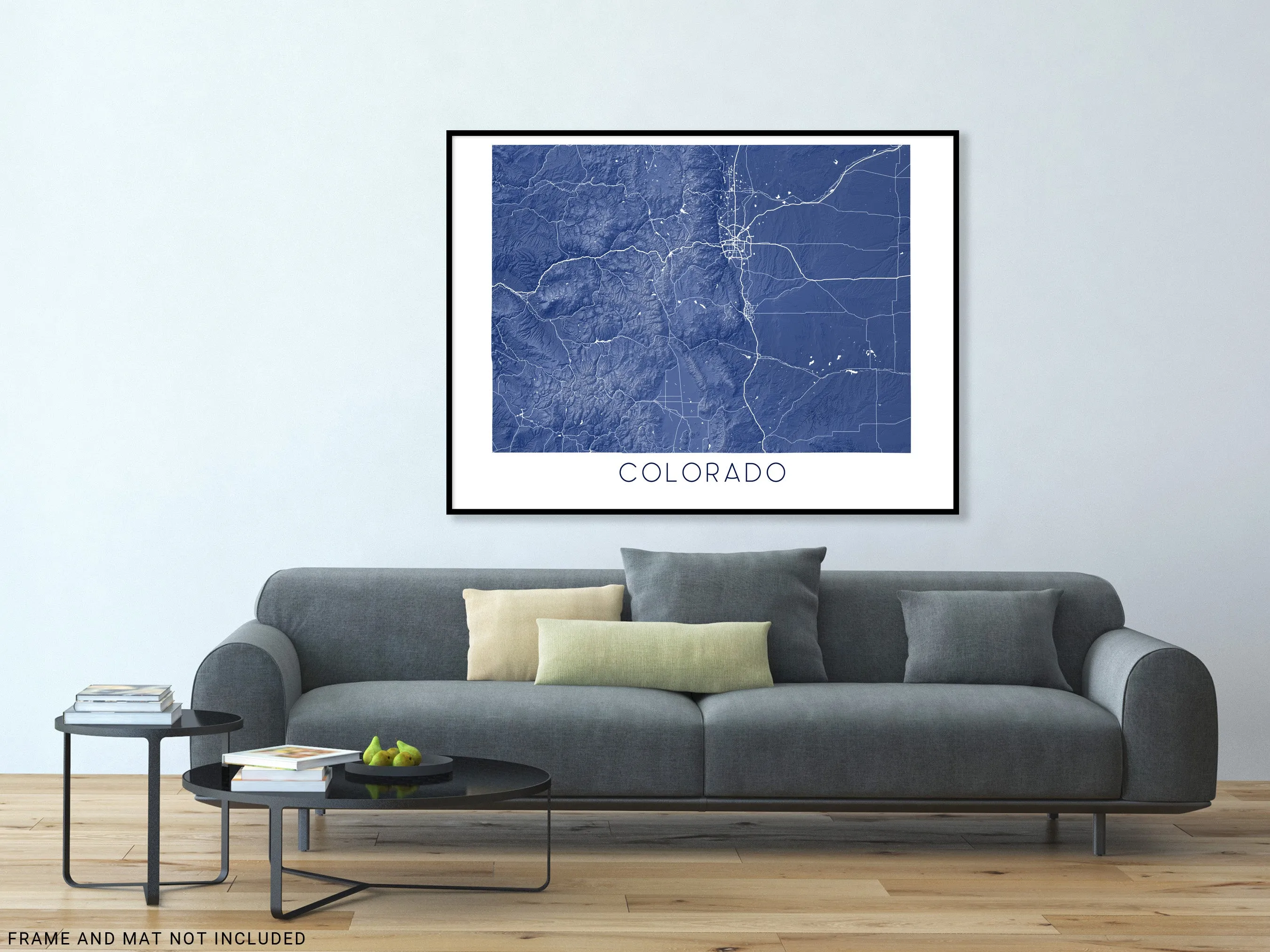 Colorado Map Print Poster- Topographic Map of Colorado State Wall Art Road Maps, Denver Rocky Mountains