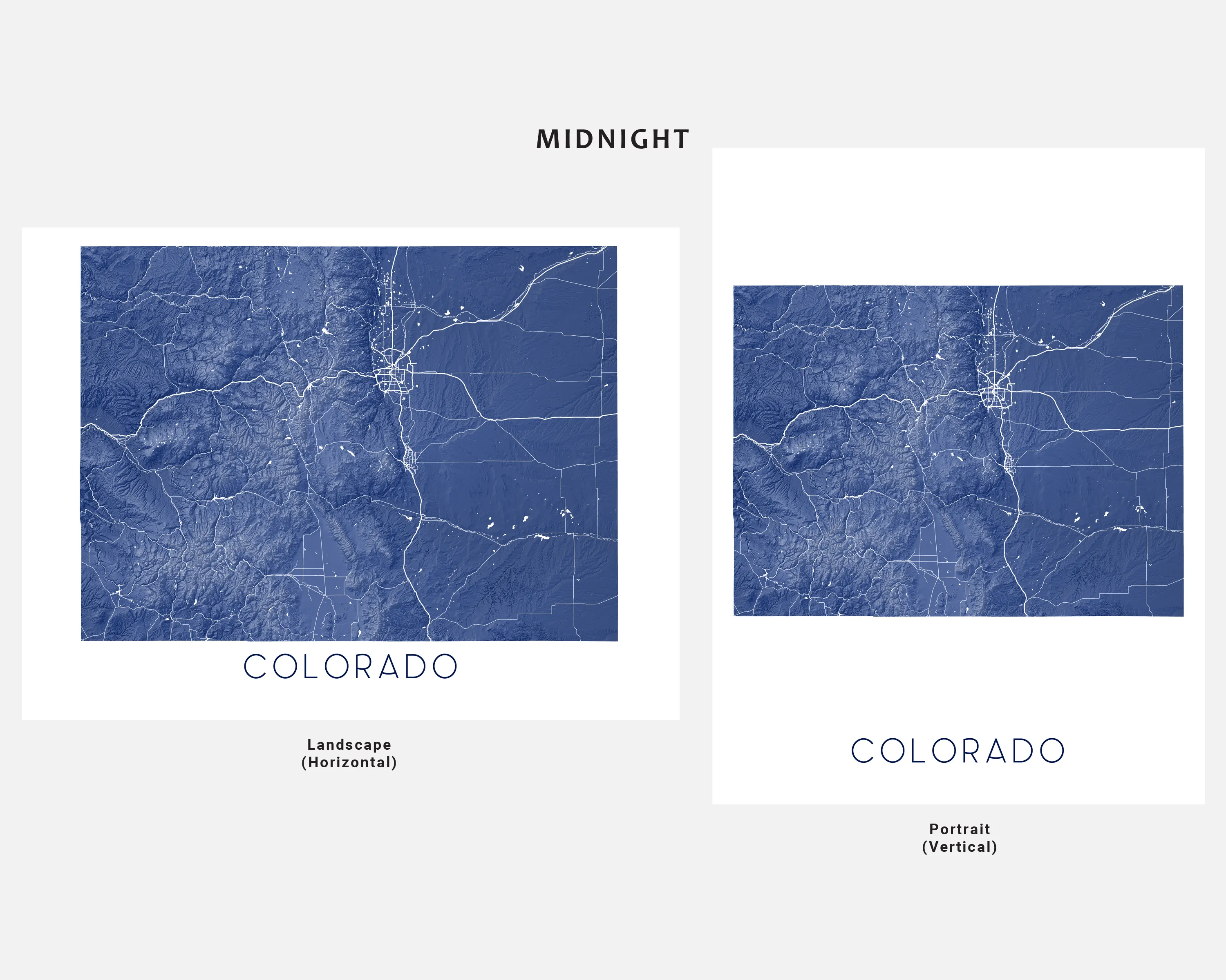 Colorado Map Print Poster- Topographic Map of Colorado State Wall Art Road Maps, Denver Rocky Mountains