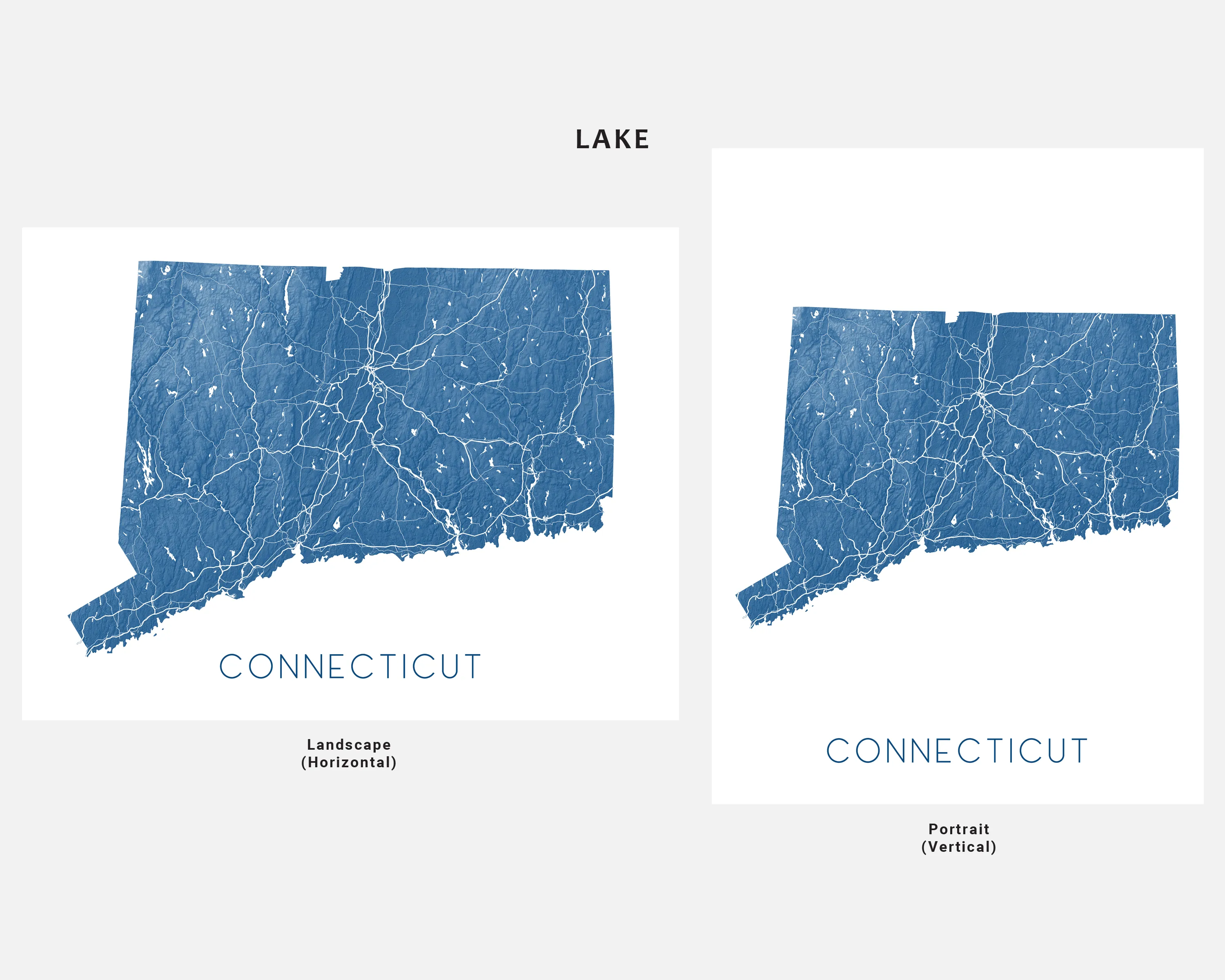 Connecticut Map Print - Topographic Map of Connecticut State Wall Art Prints, CT Maps