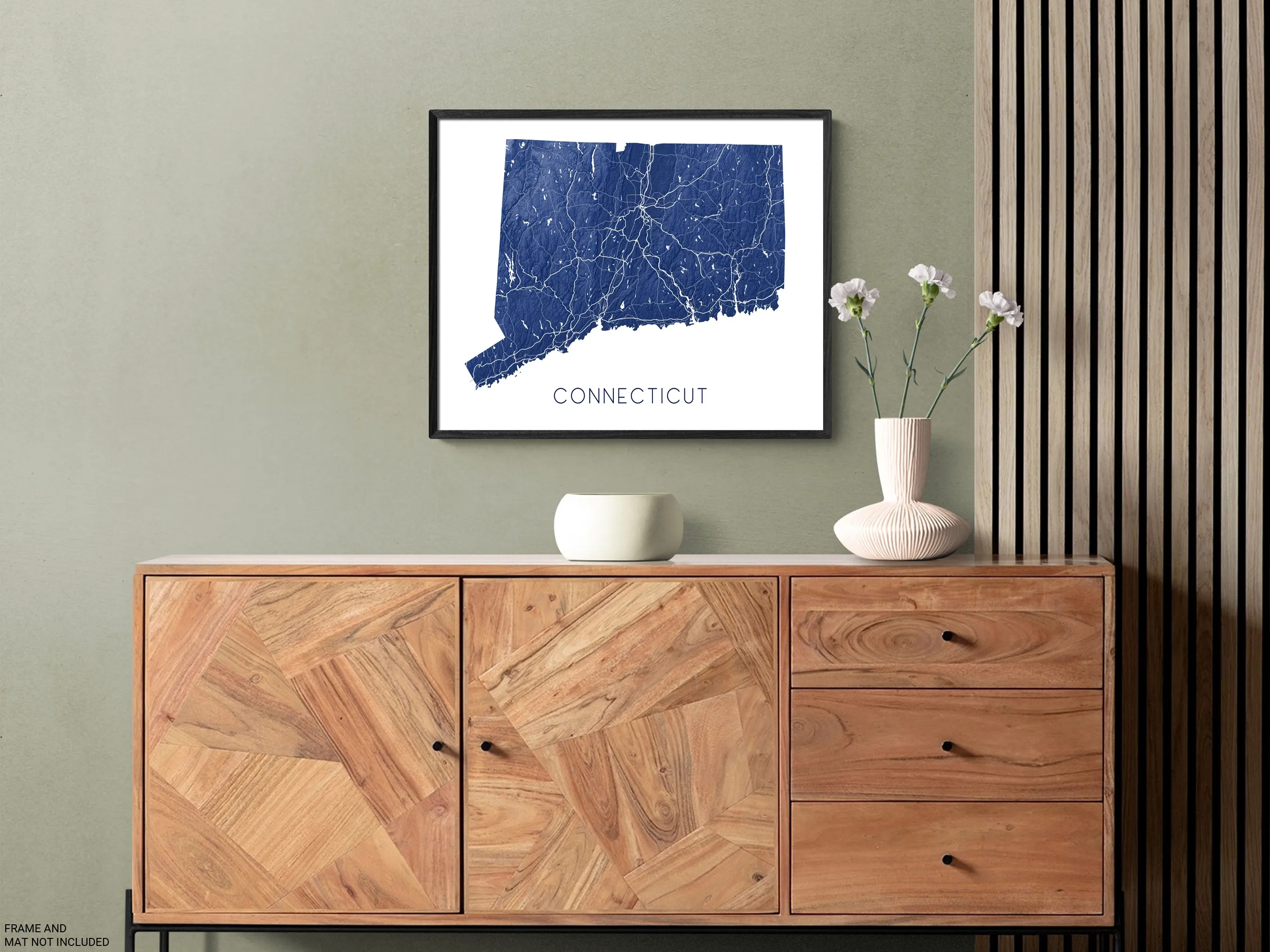 Connecticut Map Print - Topographic Map of Connecticut State Wall Art Prints, CT Maps
